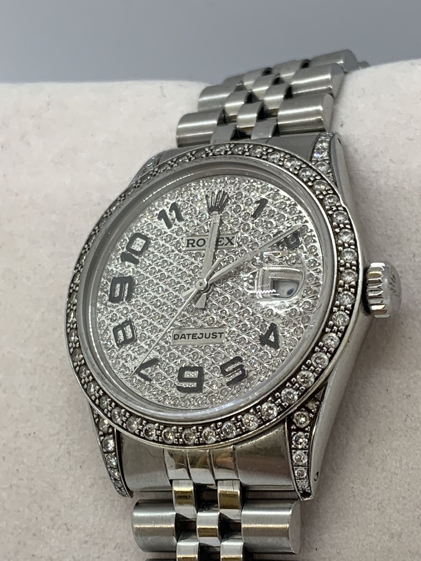 ROLEX DATEJUST WATCH SET WITH DIAMOND BEZEL & DIAL - Image 4 of 10