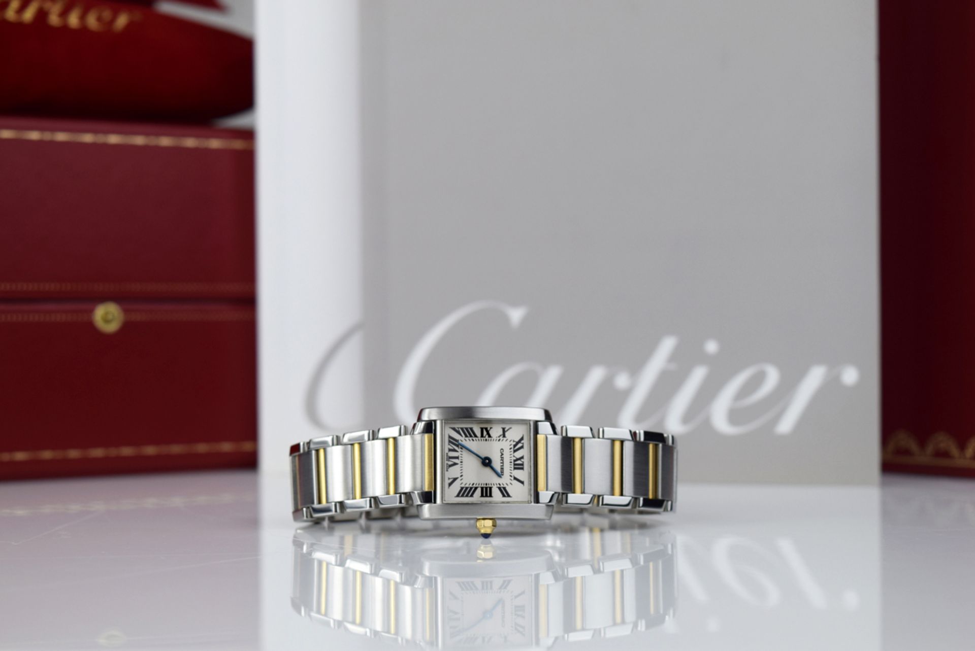 *Beautiful* Cartier Ladies Tank - 18k Gold & Steel, Roman Numeral Dial - Image 2 of 7