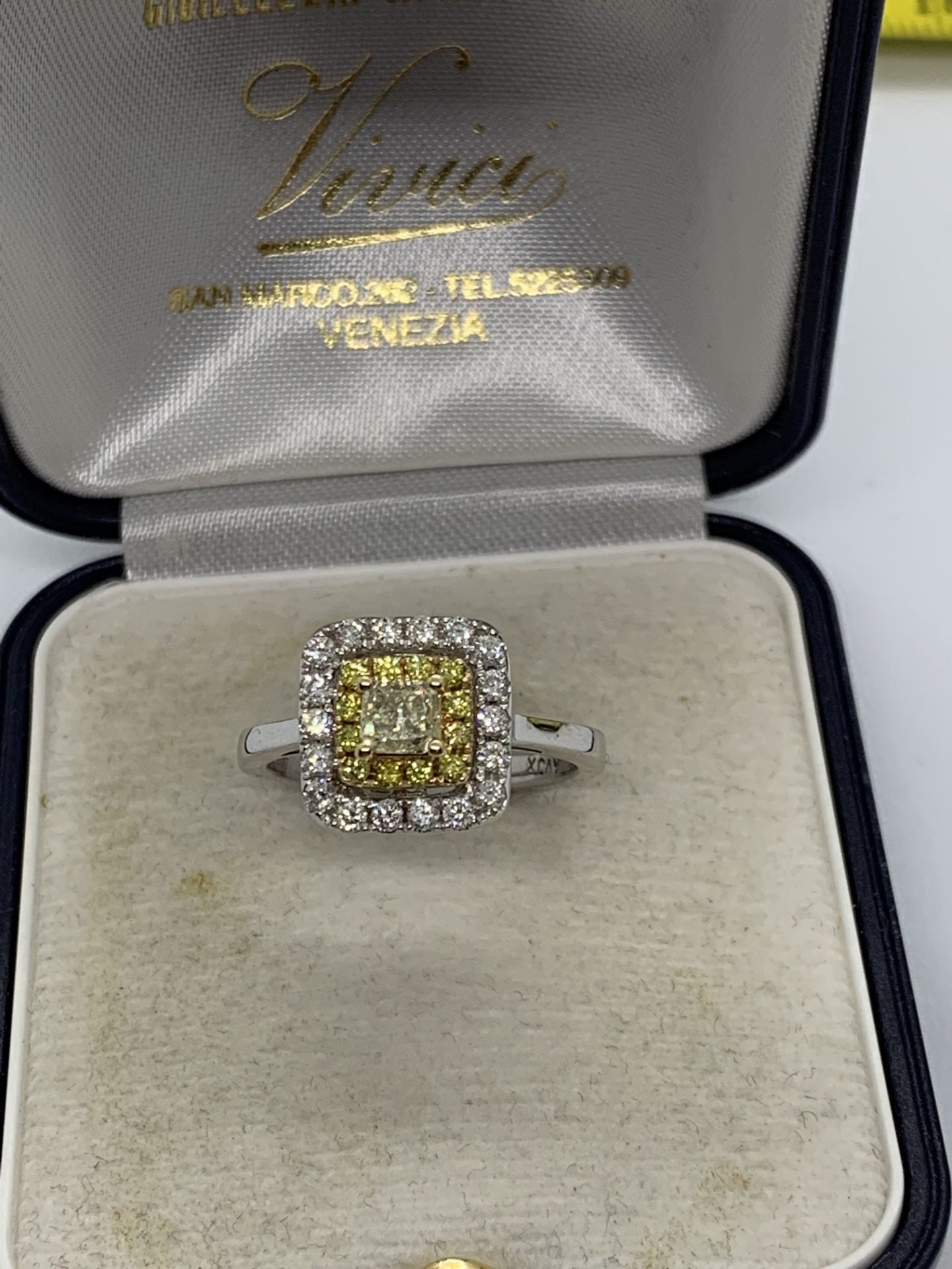 YELLOW & WHITE DIAMOND RING SET IN14k WHITE GOLD 1.00ct - Image 4 of 5