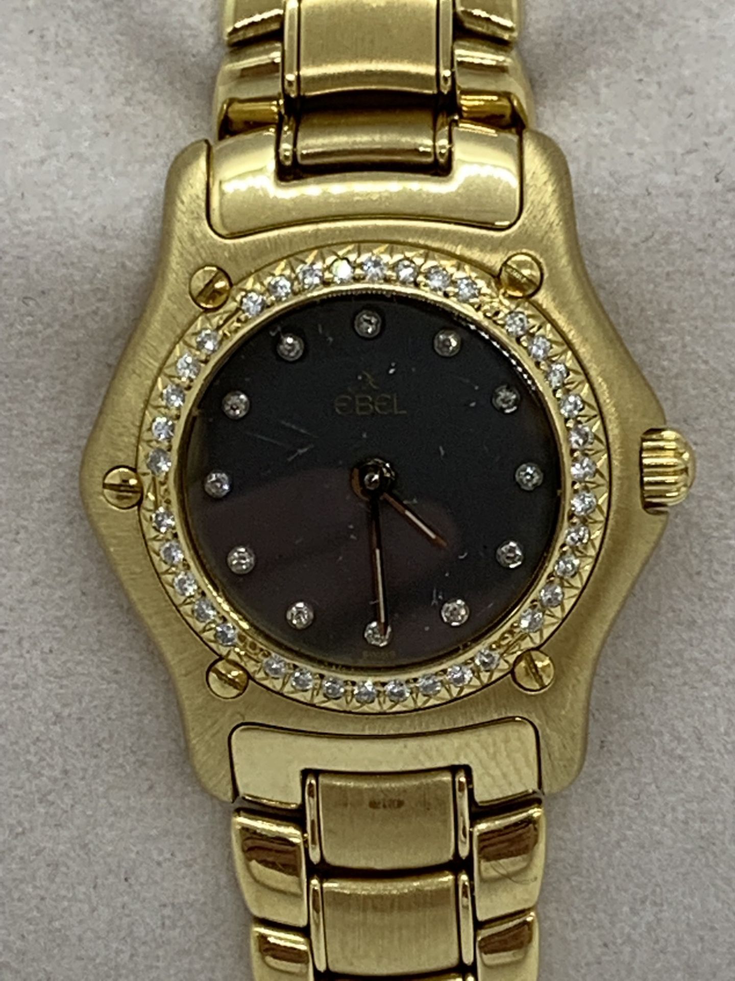 LADIES EBEL 18ct GOLD DIAMOND SET WATCH - 81.6 GRAMS