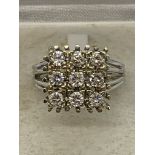 9 x DIAMOND SET RING IN 18ct WHITE/YELLOW GOLD - 6.7g APPROX - SIZE M APPROX