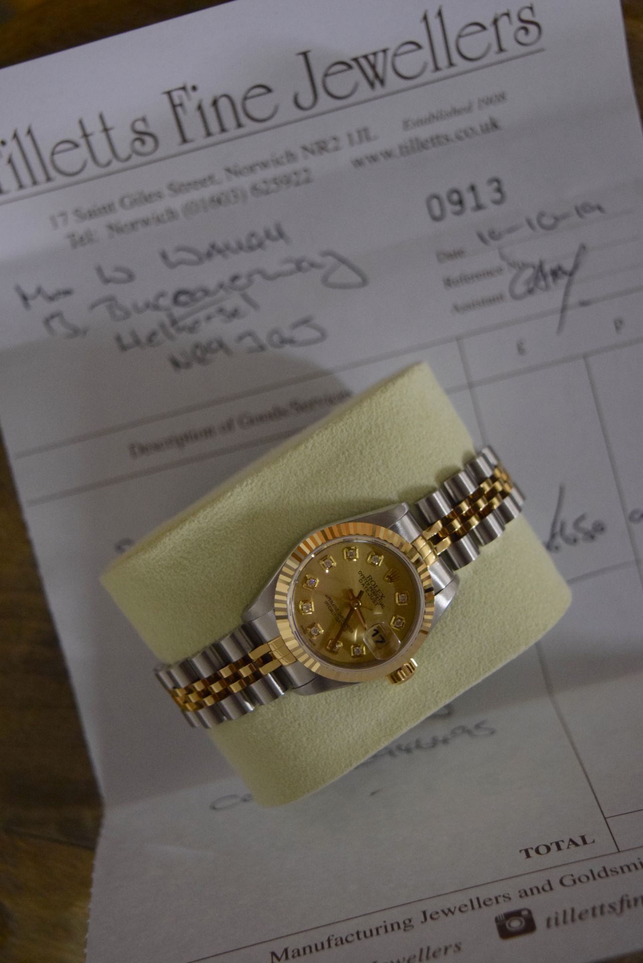 *Beautiful* Rolex 18K/Steel Champagne Diamond Lady DateJust (Just received £650 service) - Image 2 of 3