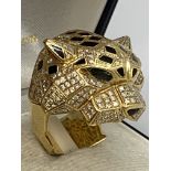 STUNNING CARTIER STYLE PANTHER 18ct GOLD RING - 22 GRAMS APPROX