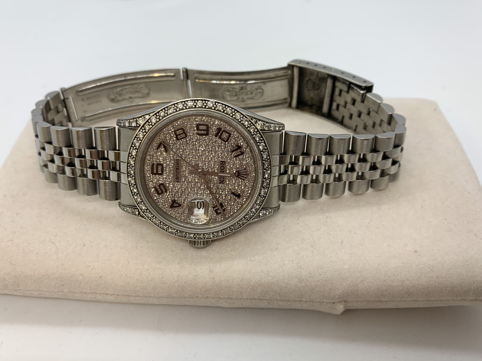 ROLEX DATEJUST WATCH SET WITH DIAMOND BEZEL & DIAL - Image 7 of 10