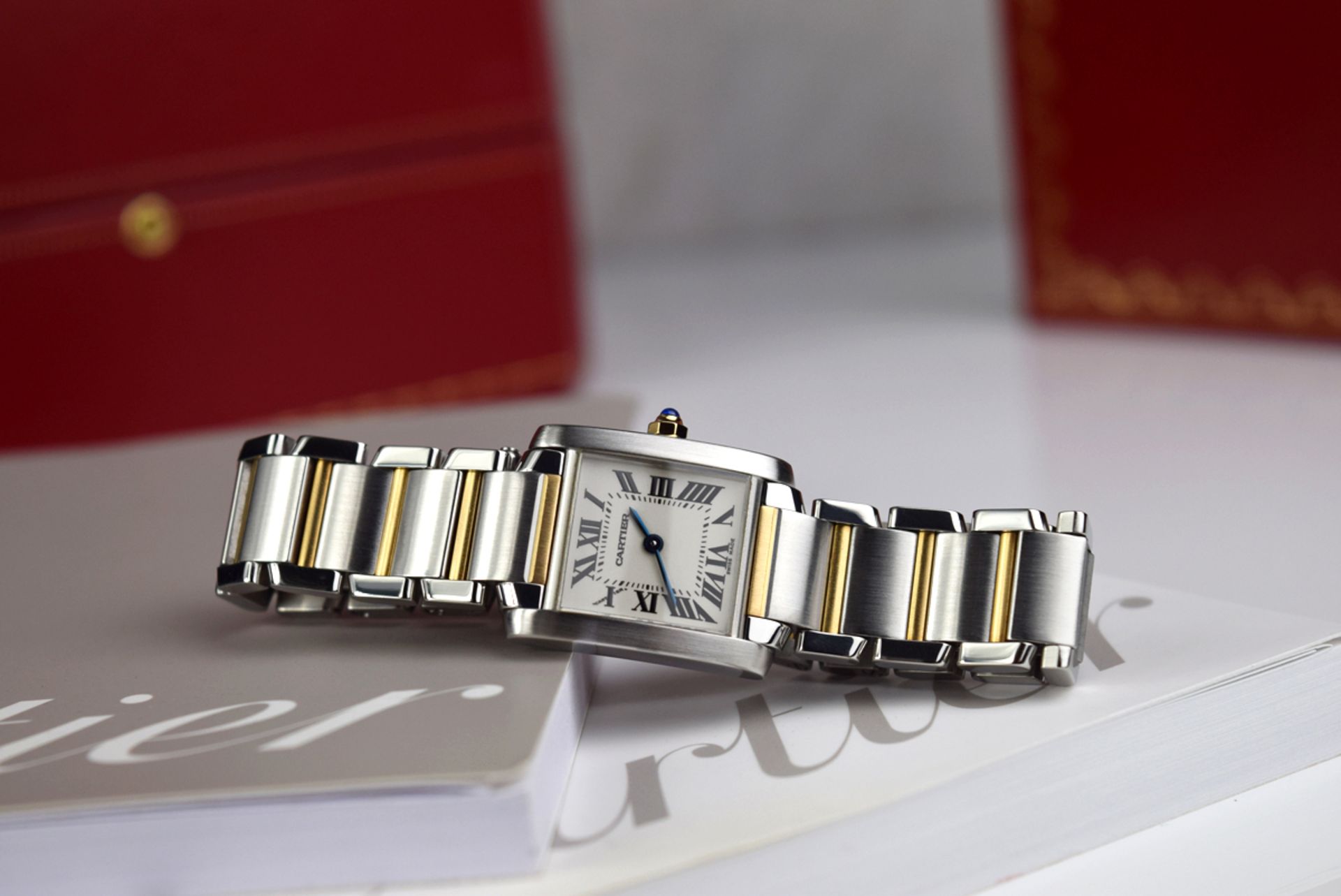 *Beautiful* Cartier Ladies Tank - 18k Gold & Steel, Roman Numeral Dial