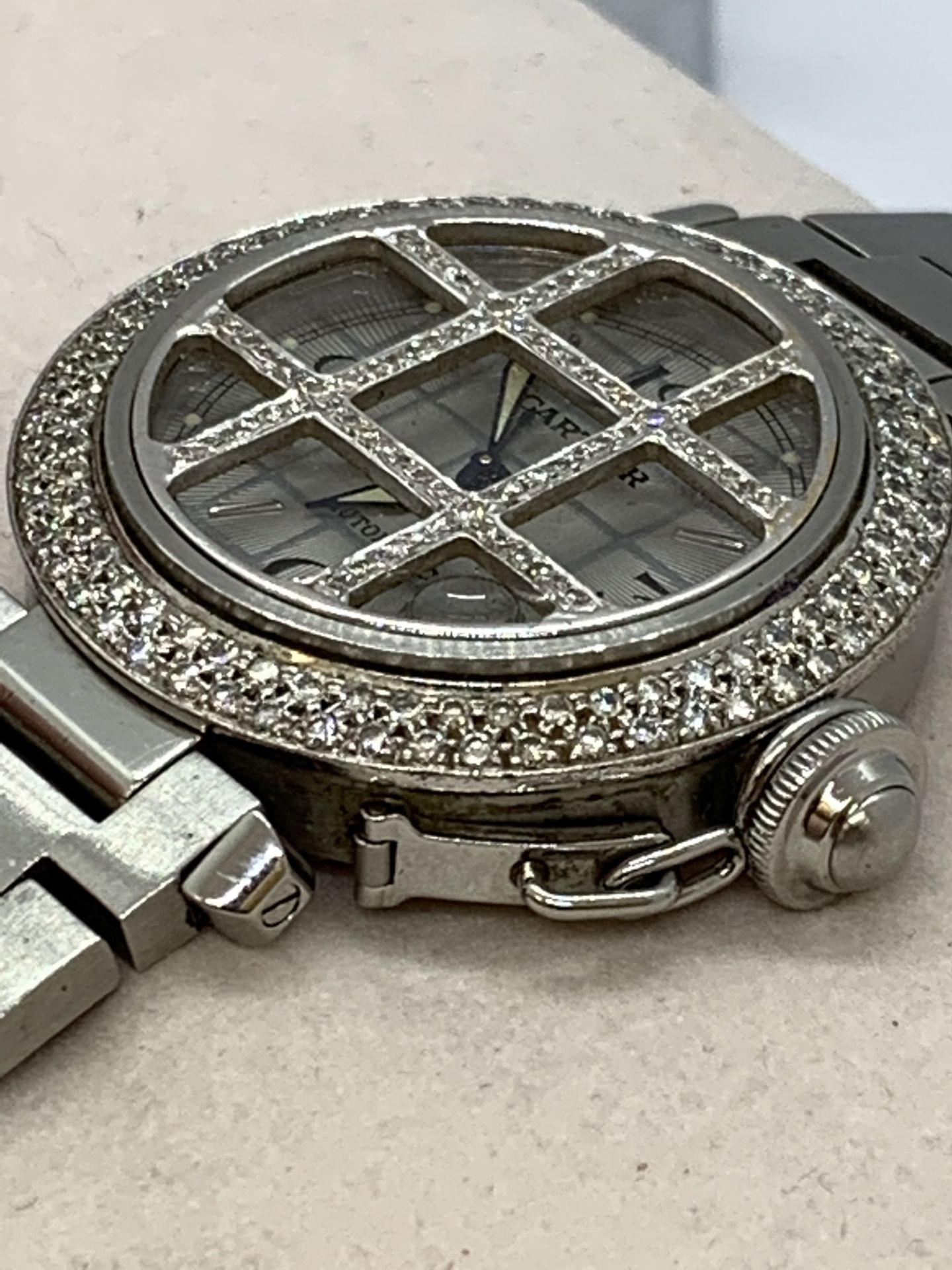 S/S DIAMOND SET CARTIER PASHA WATCH AUTOMATIC - Image 3 of 9