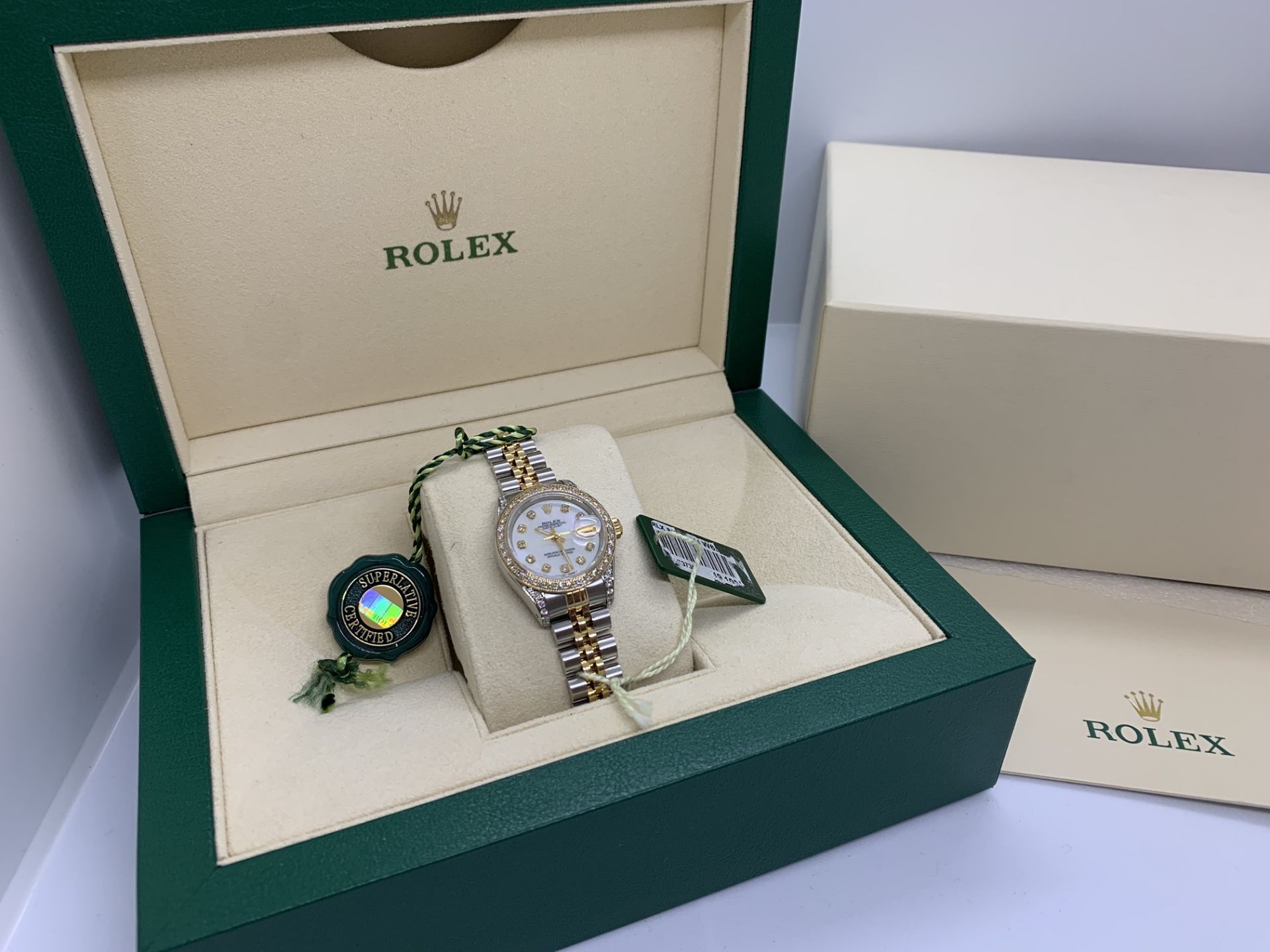 LADIES STEEL & GOLD DIAMOND SET LADIES ROLEX WATCH - Image 4 of 10