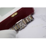 Cartier Tank - 18k Gold & Steel, Roman Numeral Dial with Date (2465 / W51012Q4)
