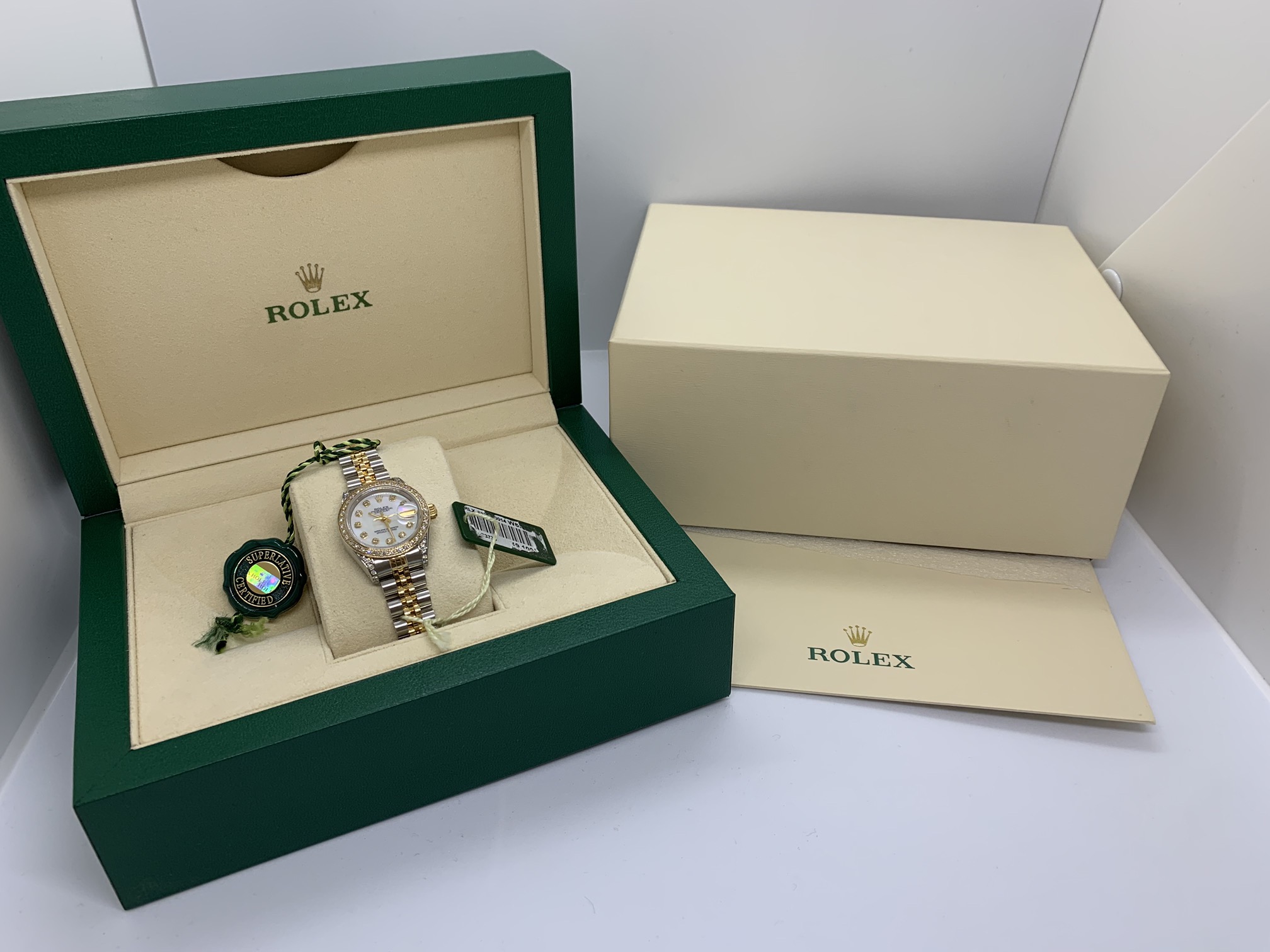 LADIES STEEL & GOLD DIAMOND SET LADIES ROLEX WATCH - Image 2 of 10