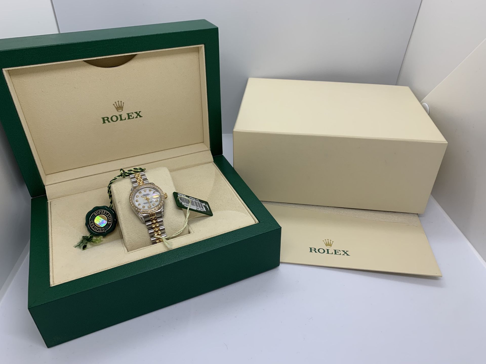 LADIES STEEL & GOLD DIAMOND SET LADIES ROLEX WATCH - Image 2 of 10