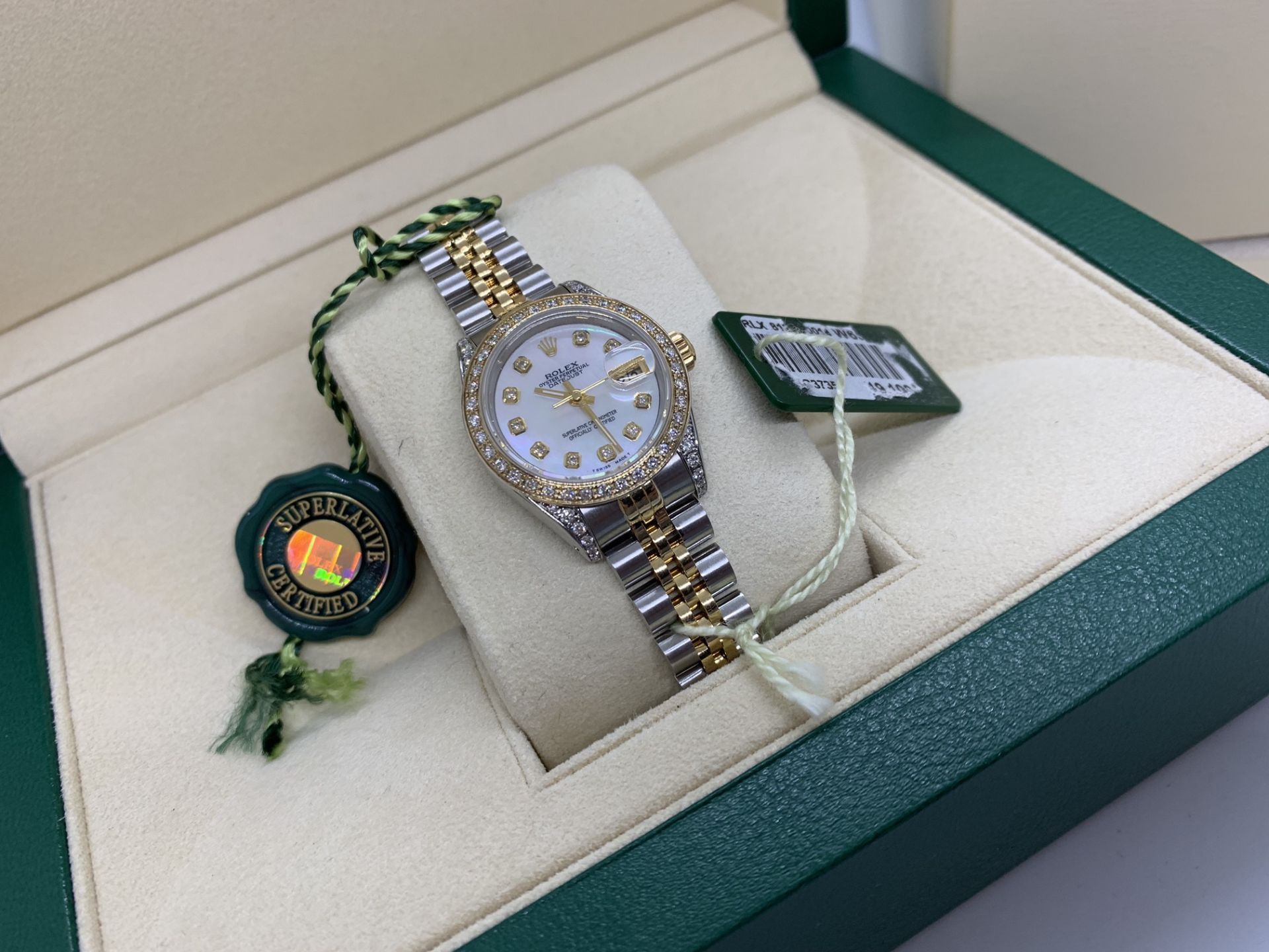 LADIES STEEL & GOLD DIAMOND SET LADIES ROLEX WATCH - Image 6 of 10