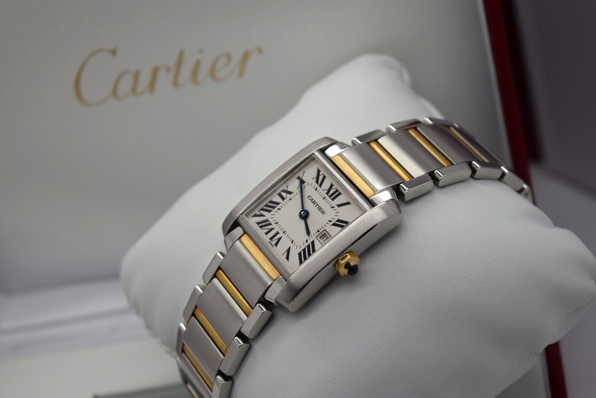 Cartier Tank - 18k Gold & Steel, Roman Numeral Dial with Date (2465 / W51012Q4) - Image 6 of 9