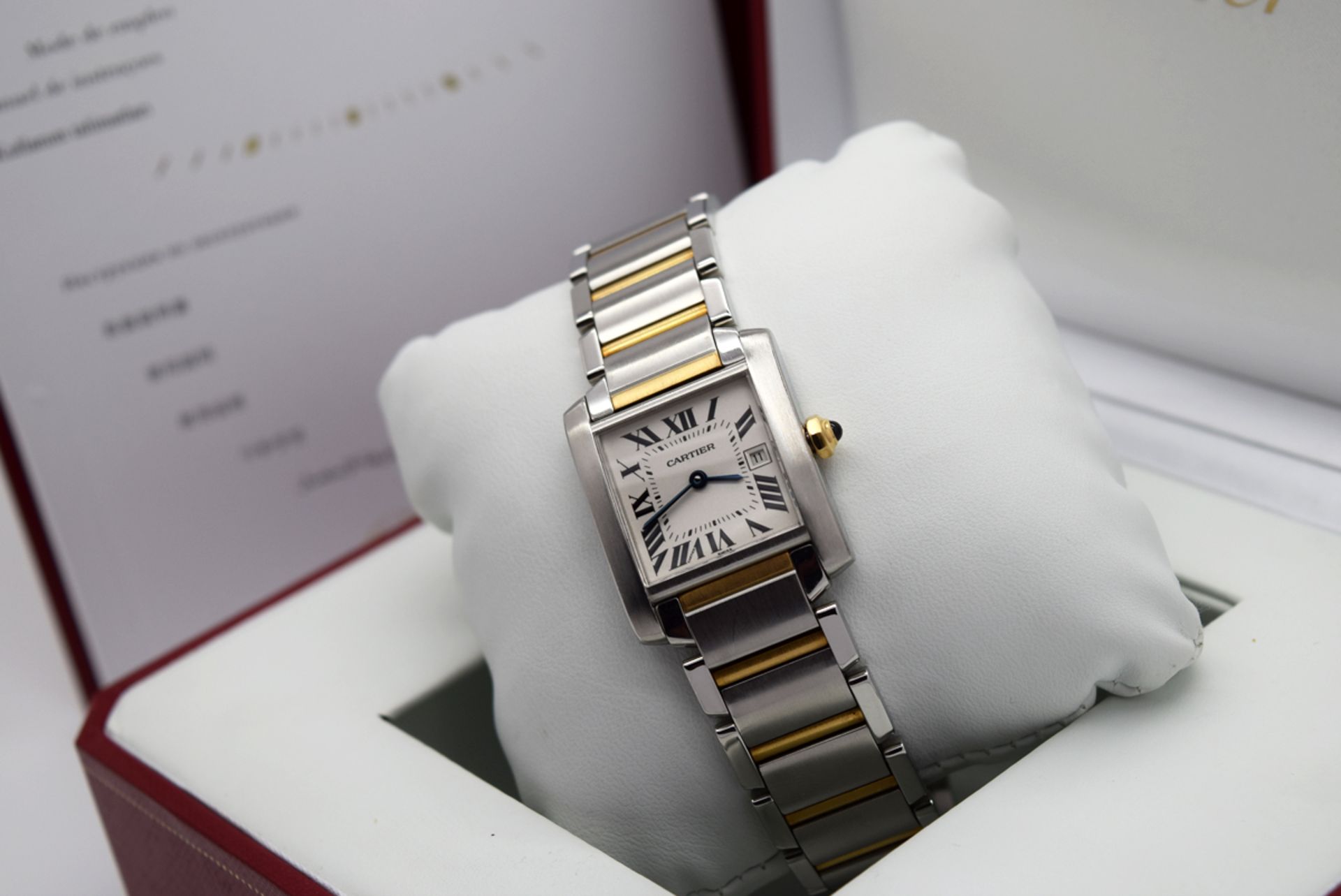Cartier Tank - 18k Gold & Steel, Roman Numeral Dial with Date (2465 / W51012Q4) - Image 8 of 9