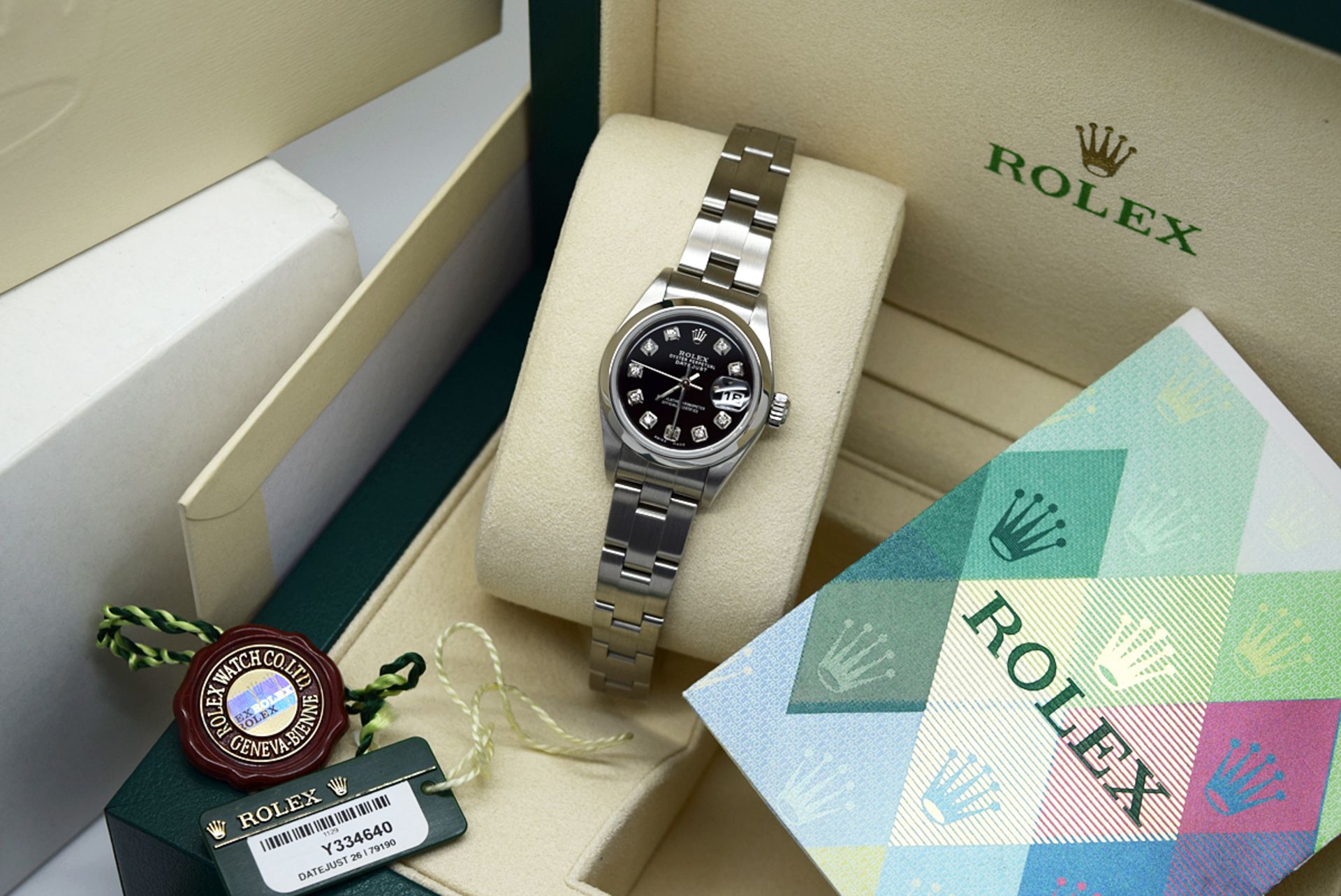 Rolex Ladies Datejust in Stainless Steel with Diamond Black Dial - Box and Papers - Image 9 of 10