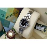 Rolex Ladies Datejust in Stainless Steel with Diamond Black Dial - Box and Papers