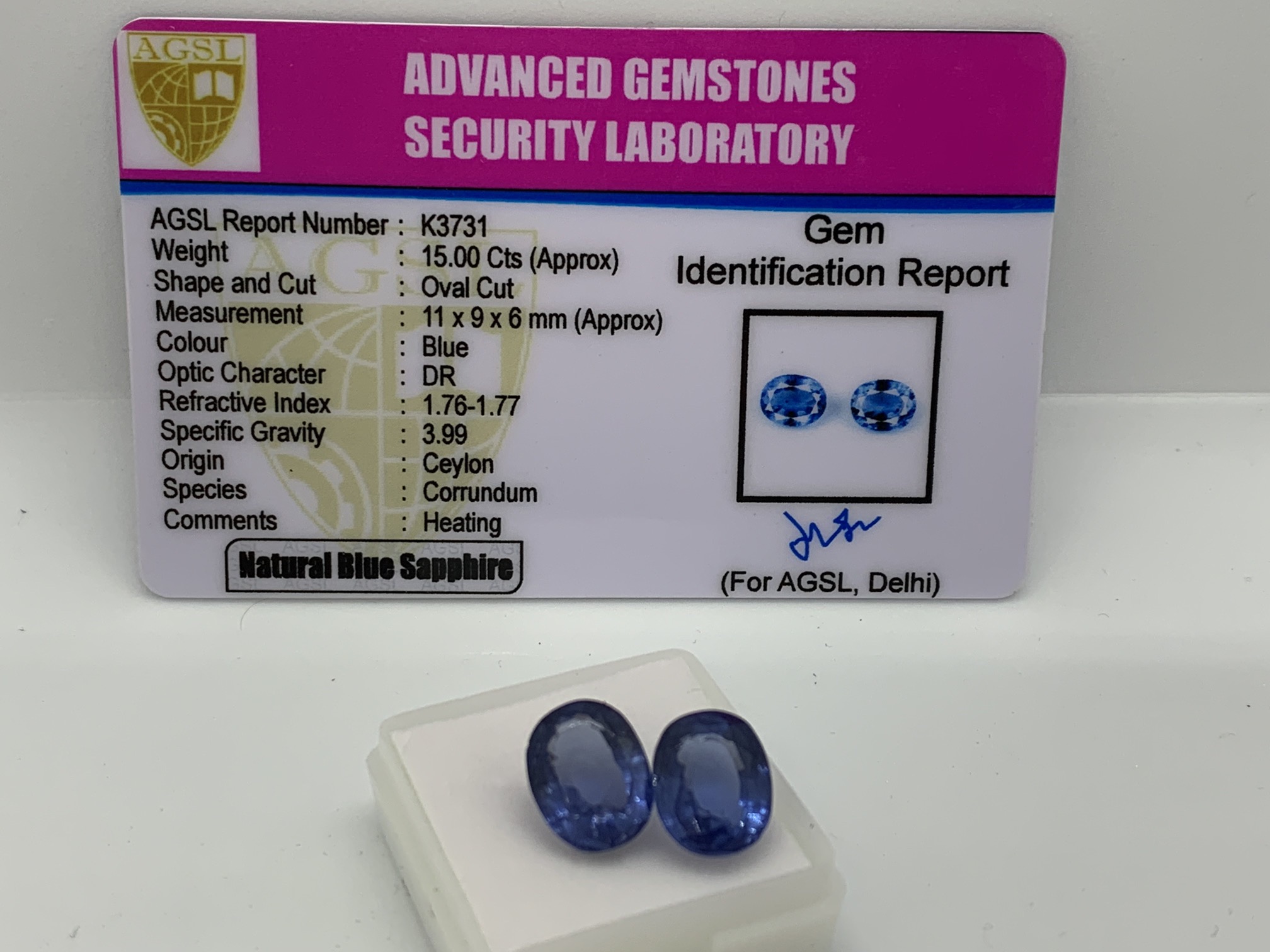 2 X BLUE STONE WITH CARD MARKED SAPPHIRE - Image 2 of 2