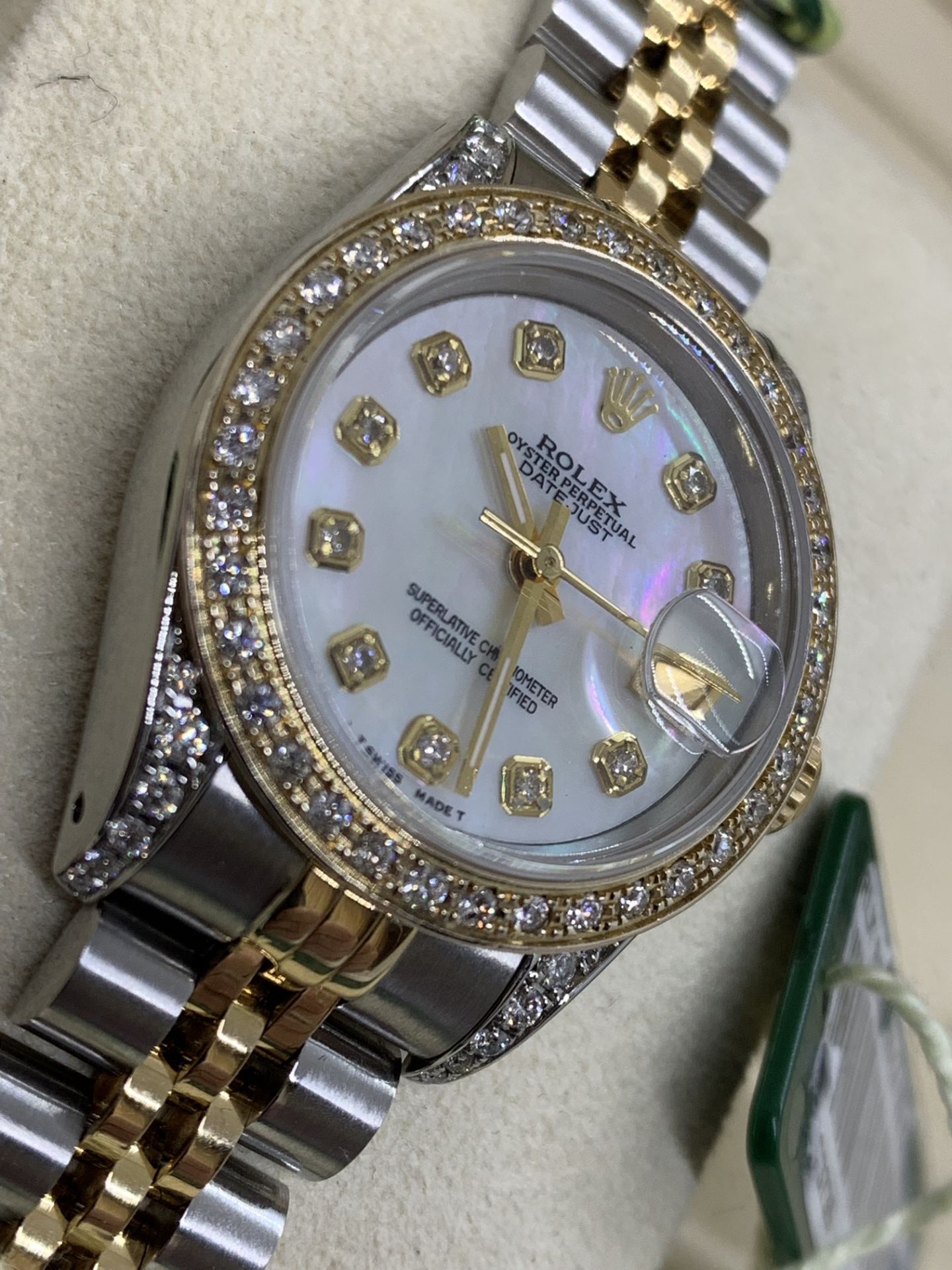 LADIES STEEL & GOLD DIAMOND SET LADIES ROLEX WATCH