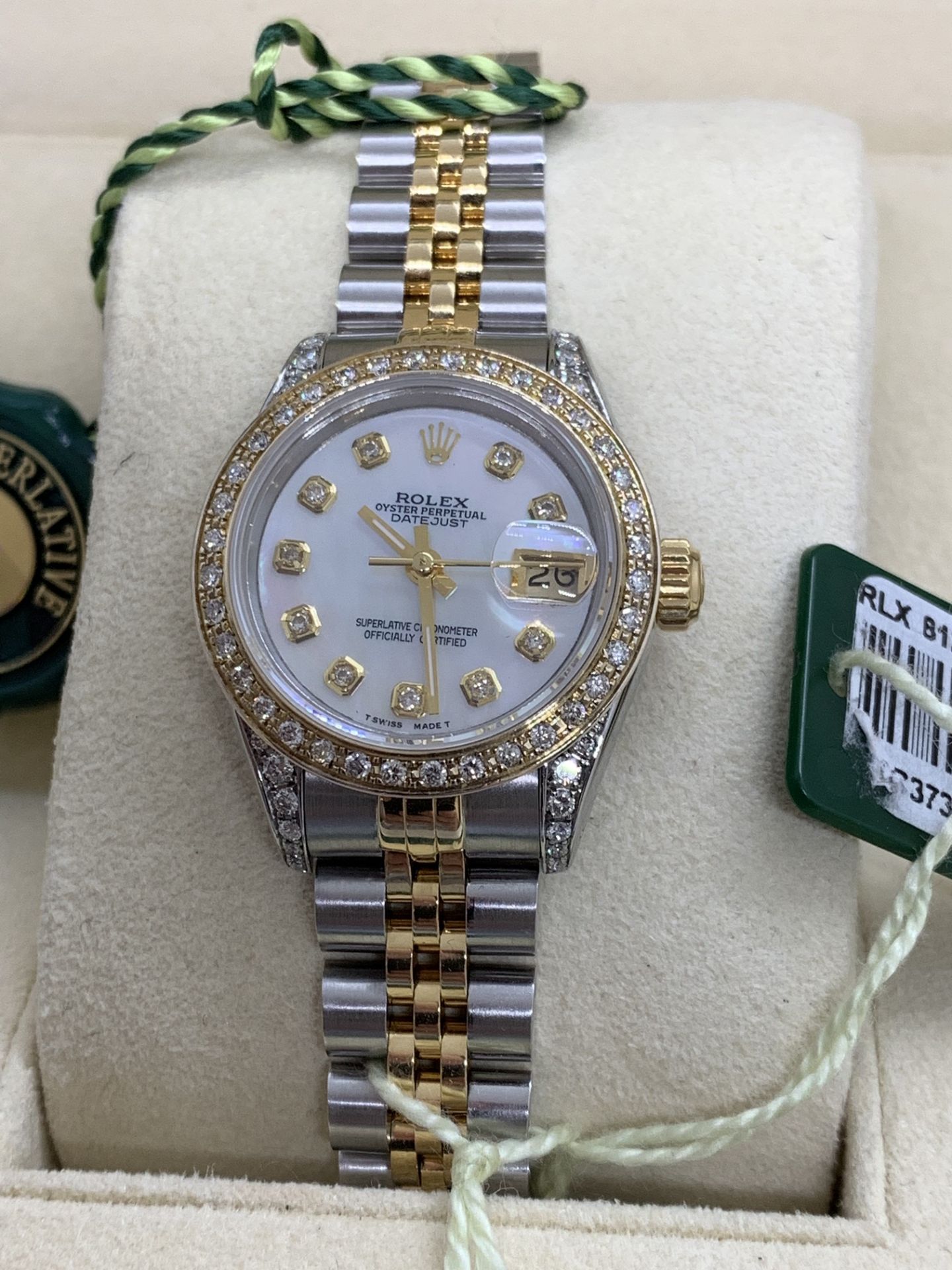 LADIES STEEL & GOLD DIAMOND SET LADIES ROLEX WATCH - Image 9 of 10