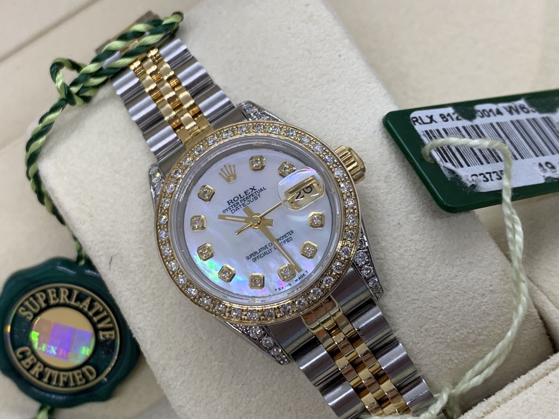 LADIES STEEL & GOLD DIAMOND SET LADIES ROLEX WATCH - Image 8 of 10