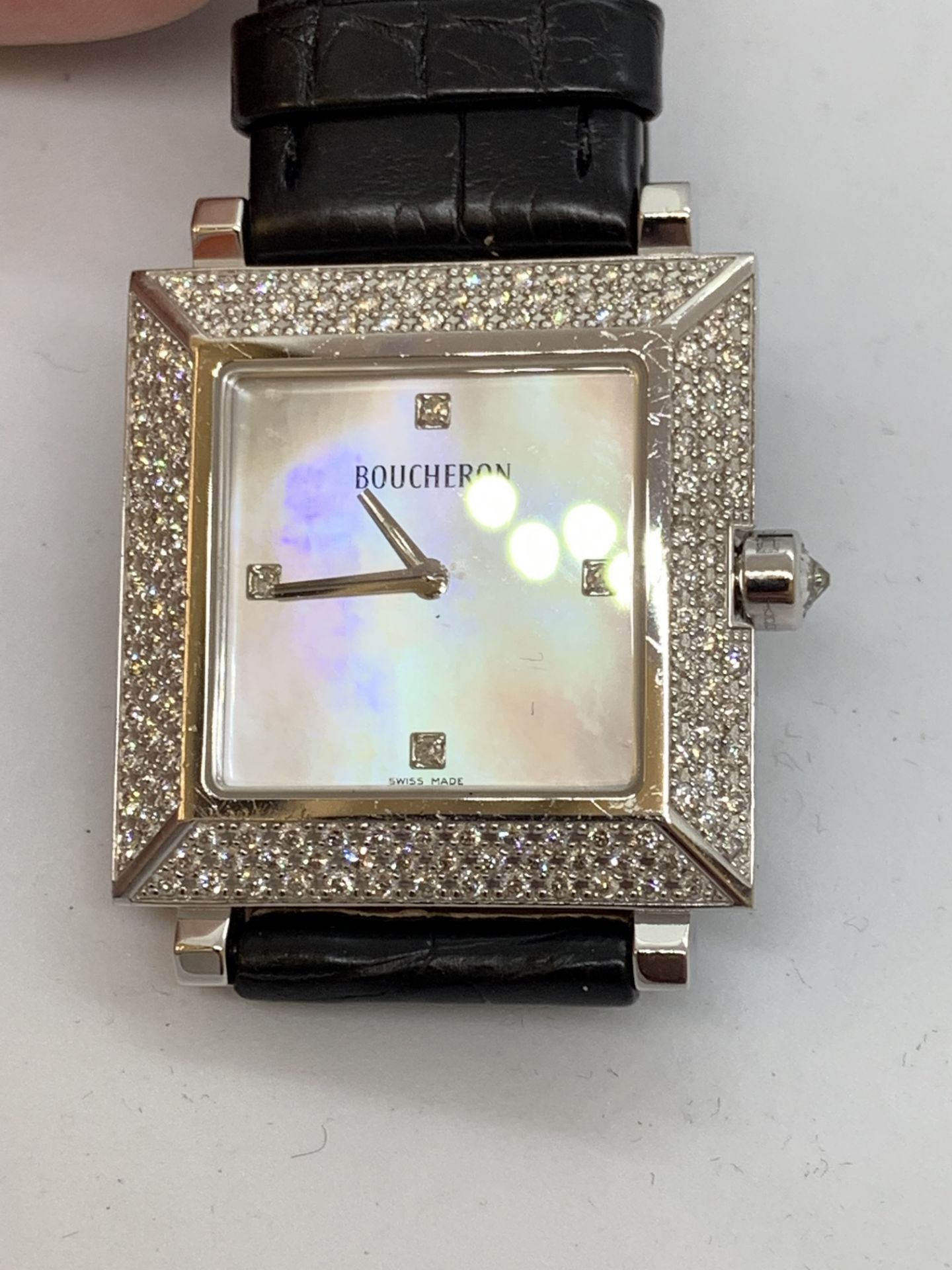 BOUCHERON 18ct GOLD & DIAMOND WATCH - Image 4 of 6