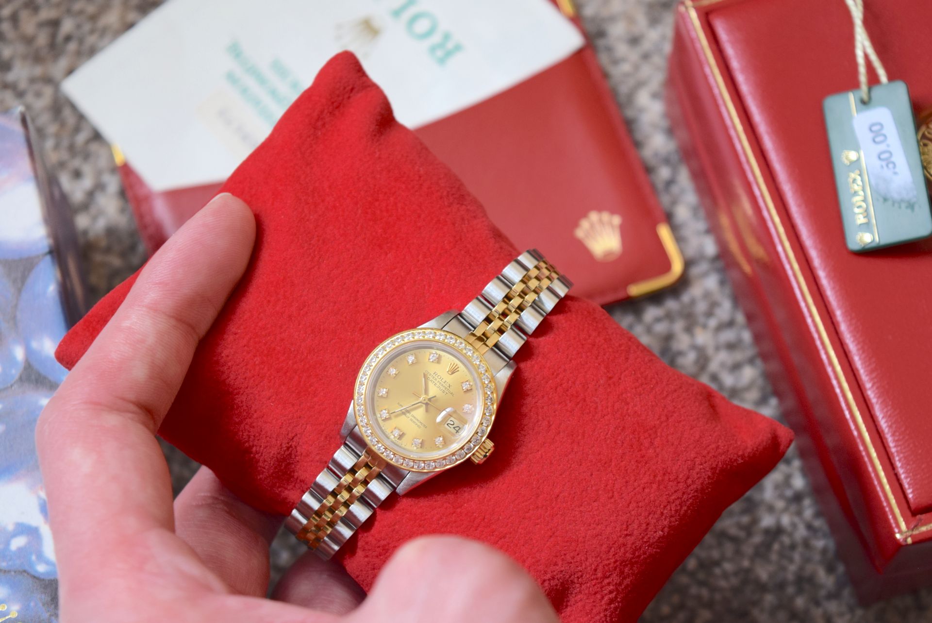 ROLEX S/S & 18K GOLD DATEJUST (BOX & CERTIFICATE, ORIGINAL ROLEX DIAMOND DIAL) - Image 3 of 8