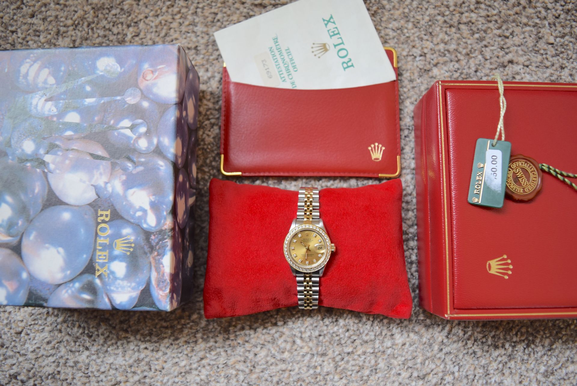 ROLEX S/S & 18K GOLD DATEJUST (BOX & CERTIFICATE, ORIGINAL ROLEX DIAMOND DIAL) - Image 2 of 8