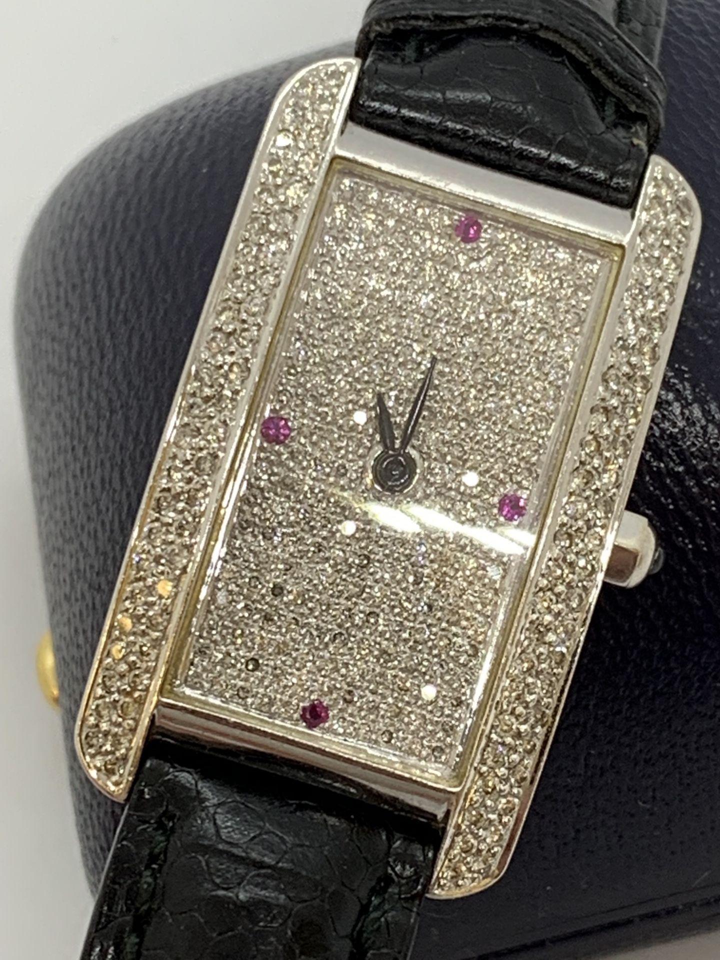 18ct GOLD CARTIER STYLE WATCH SET WITH DIAMONDS & RUBIES - Image 2 of 6