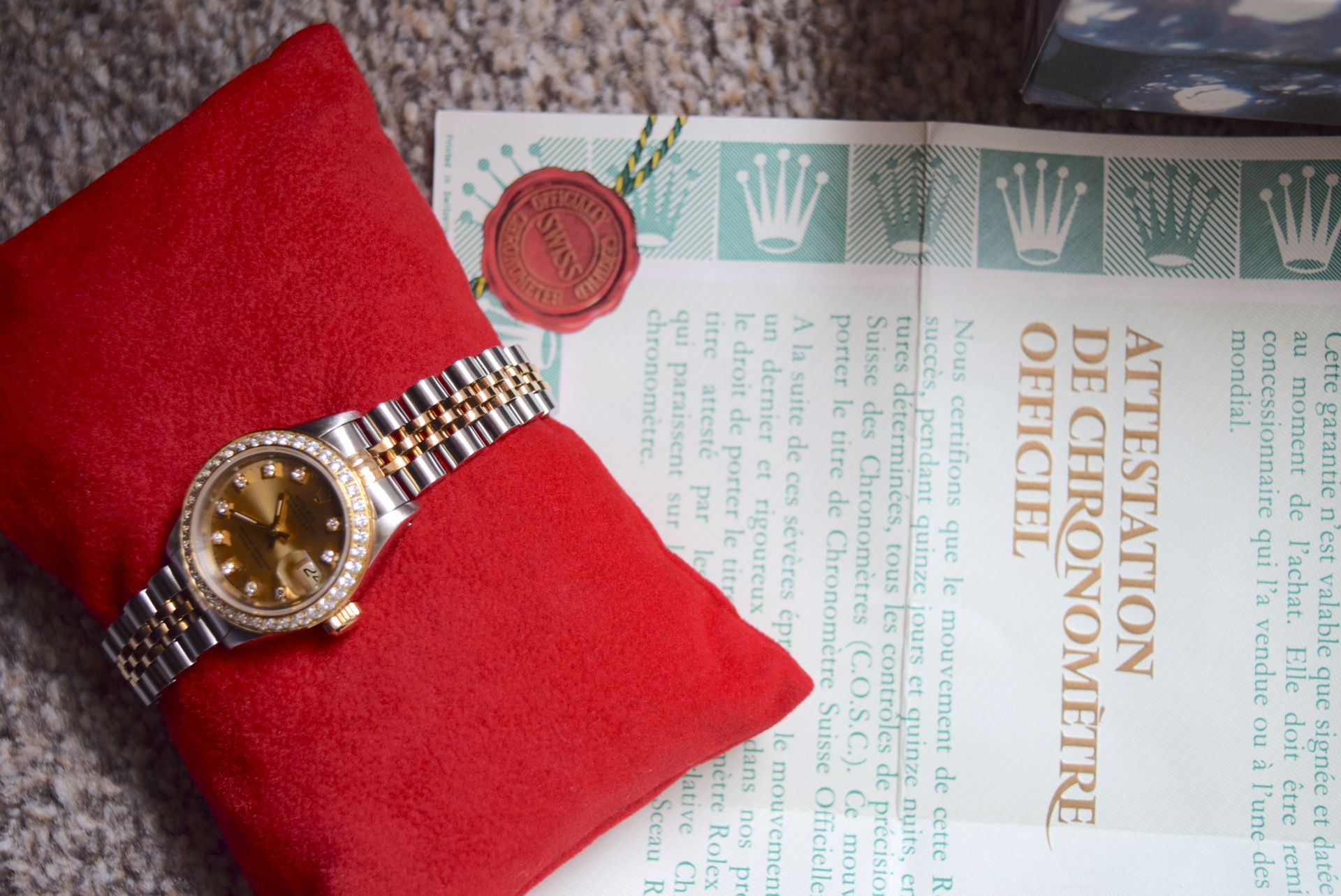 ROLEX S/S & 18K GOLD DATEJUST (BOX & CERTIFICATE, ORIGINAL ROLEX DIAMOND DIAL) - Image 6 of 8