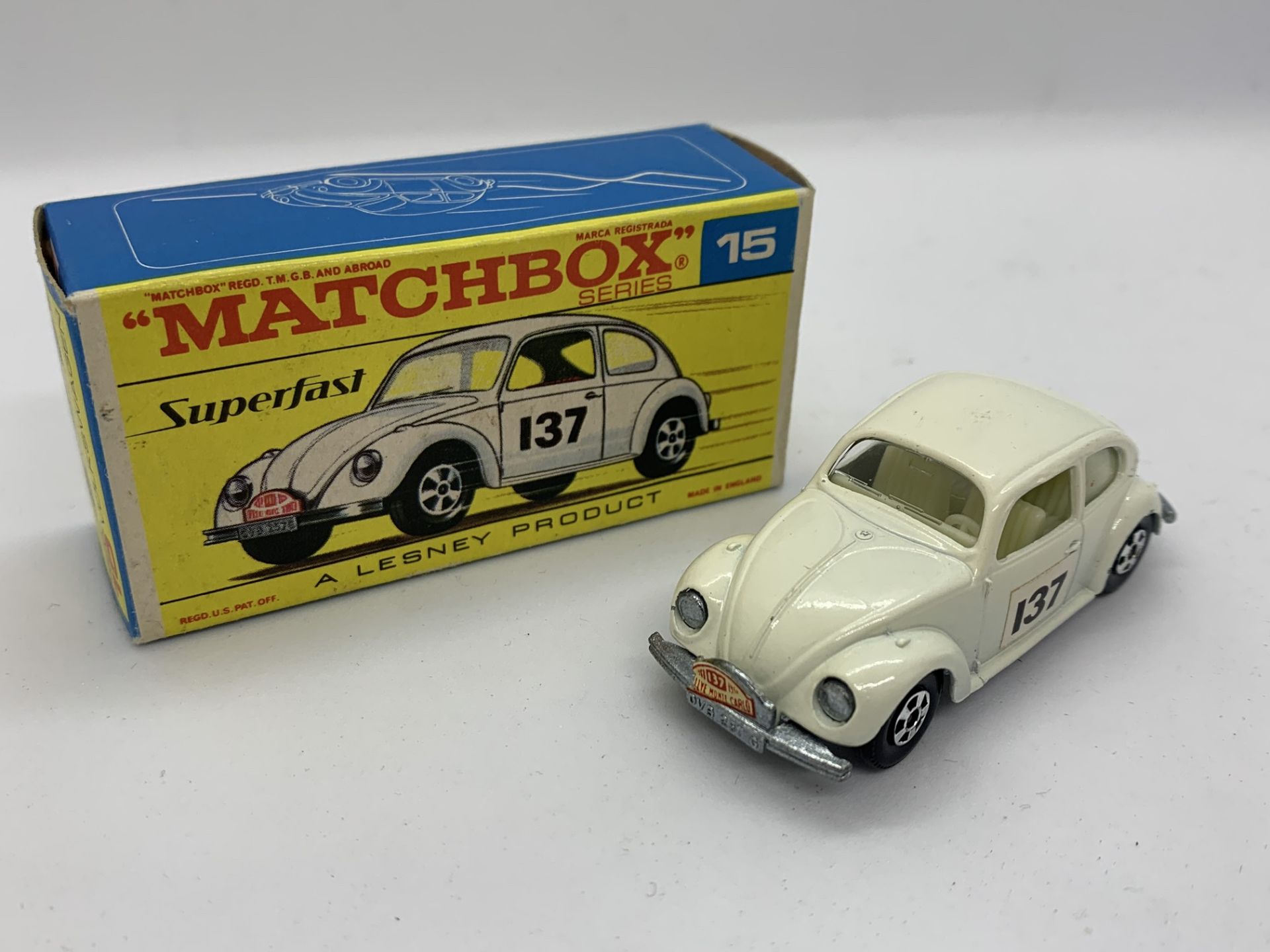 MATCHBOX VOLKSWAGEN BEETLE NO 15 WITH ORIGINAL BOX - NO RESERVE