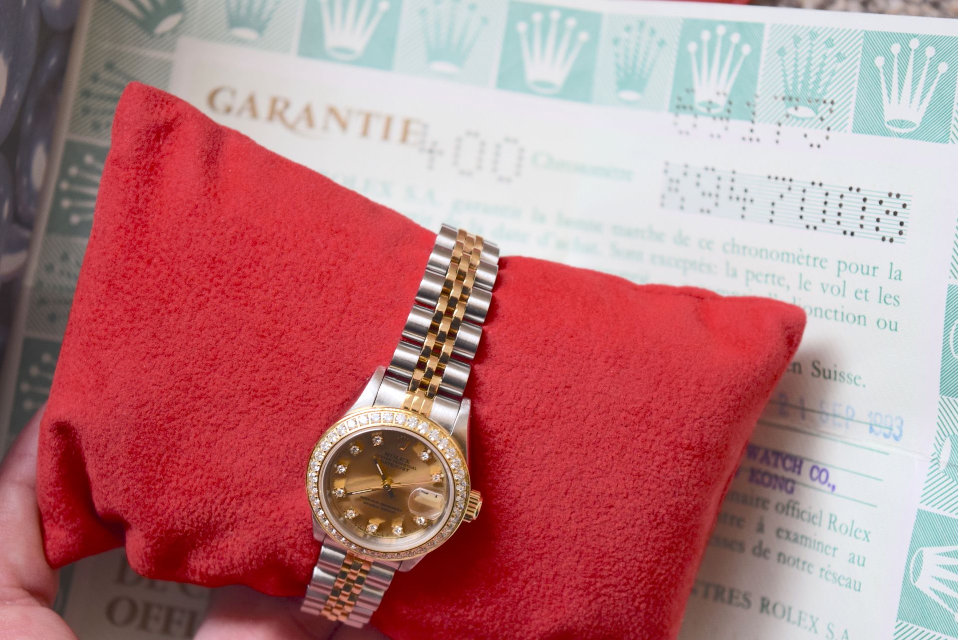 ROLEX S/S & 18K GOLD DATEJUST (BOX & CERTIFICATE, ORIGINAL ROLEX DIAMOND DIAL) - Image 4 of 8