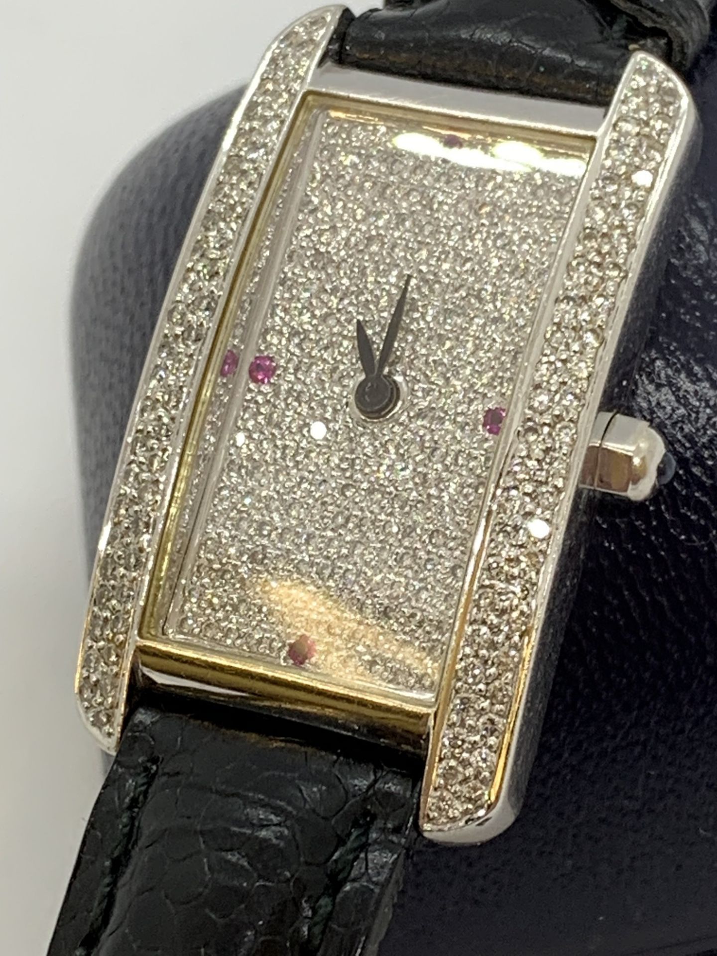 18ct GOLD CARTIER STYLE WATCH SET WITH DIAMONDS & RUBIES - Image 4 of 6