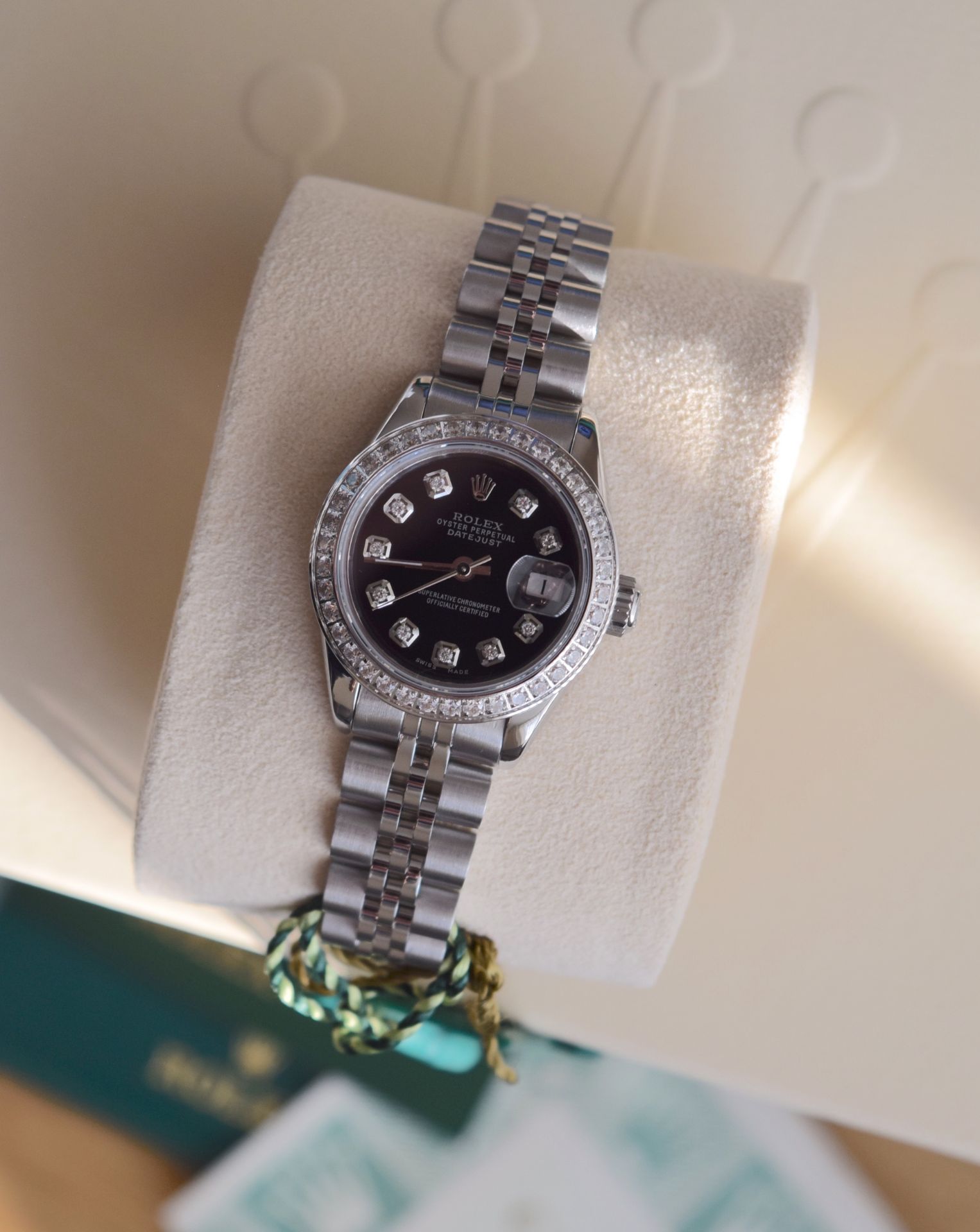 ROLEX S/S DATEJUST (BOX & CERTIFICATE, BLACK DIAMOND DIAL) - Image 2 of 18