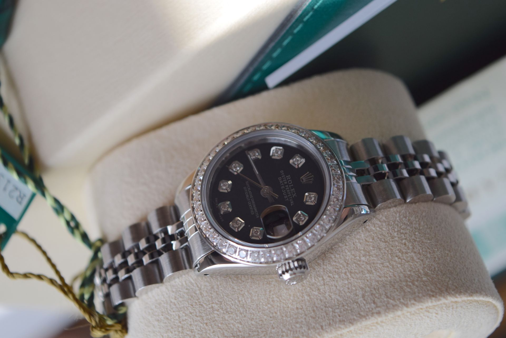 ROLEX S/S DATEJUST (BOX & CERTIFICATE, BLACK DIAMOND DIAL) - Image 10 of 18