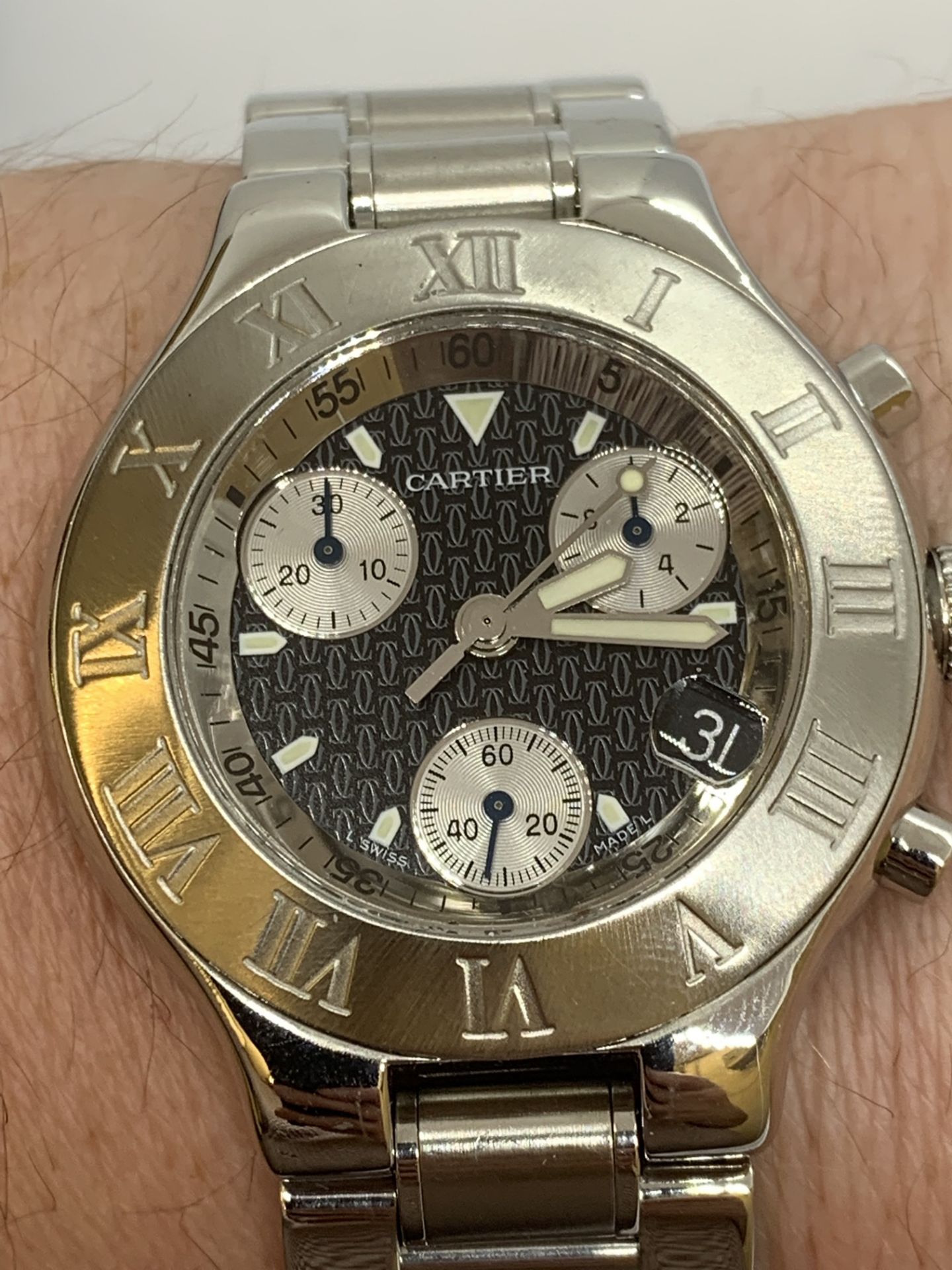 CARTIER CHRONO STAINLESS STEEL WATCH - Image 10 of 10