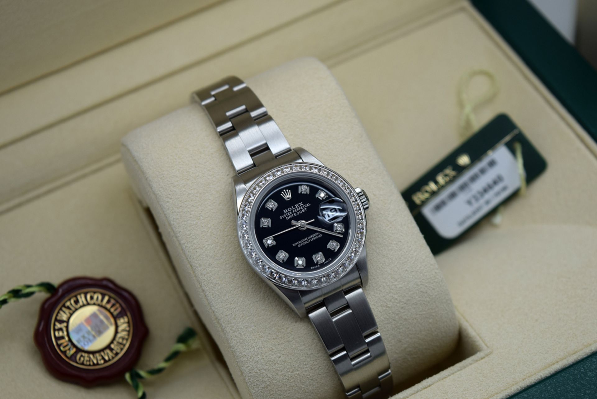 *Stunning* Rolex Ladies Datejust- Diamond Black Dial with Box, Certificate, Booklets etc. - Image 9 of 12