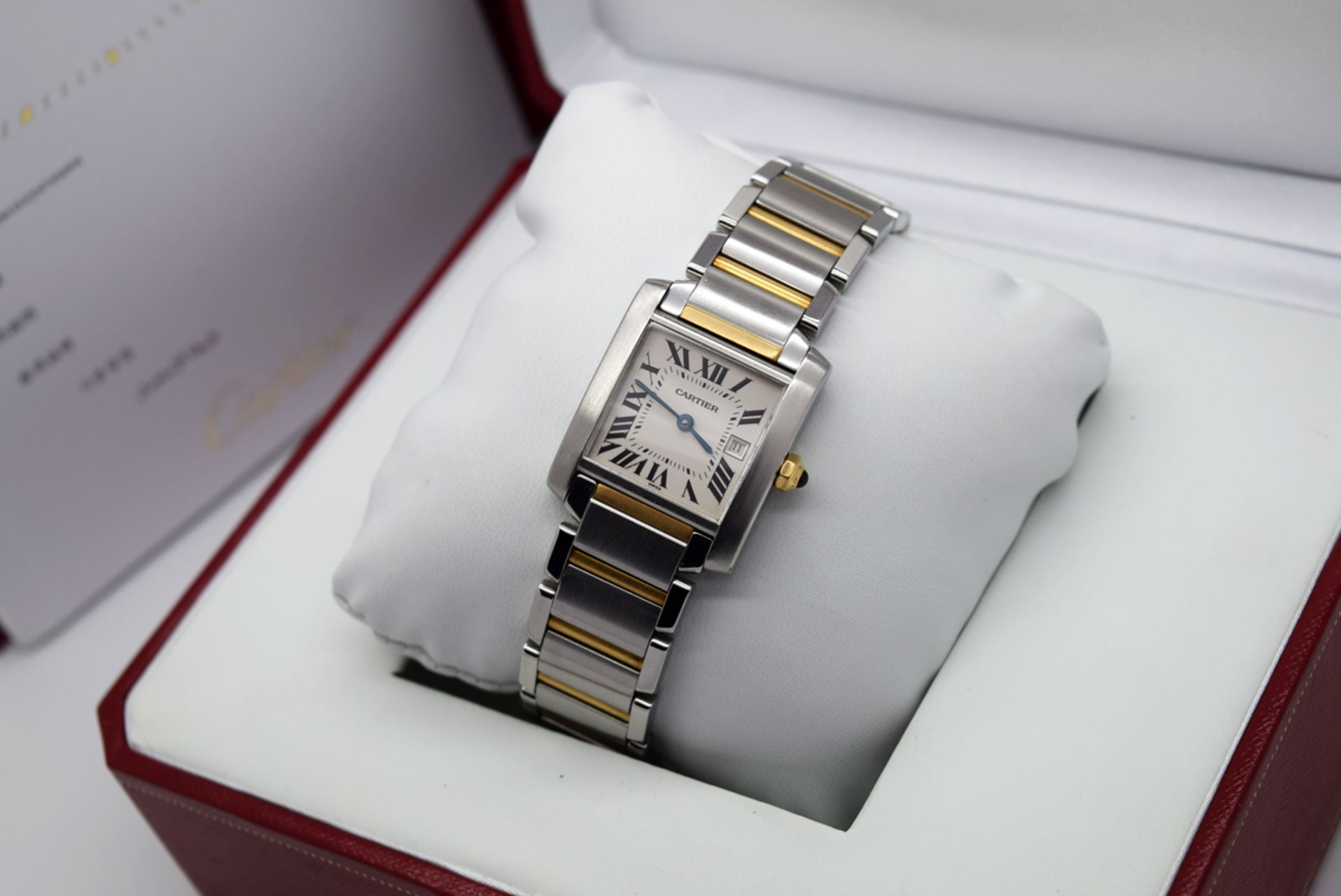 Cartier *18K Gold and Steel* Tank Date - Roman Numeral Dial - Image 8 of 9