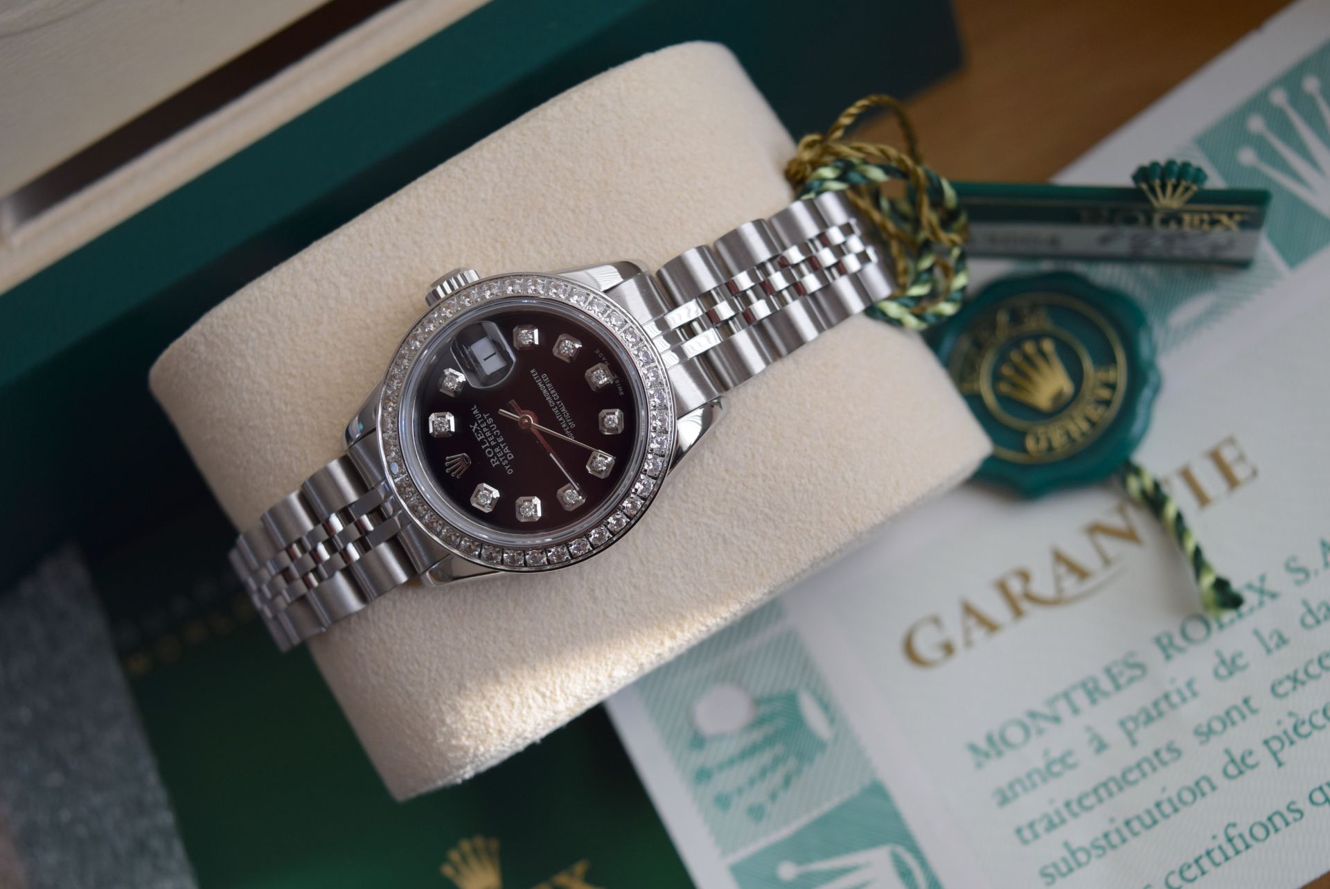 ROLEX S/S DATEJUST (BOX & CERTIFICATE, BLACK DIAMOND DIAL) - Image 4 of 18