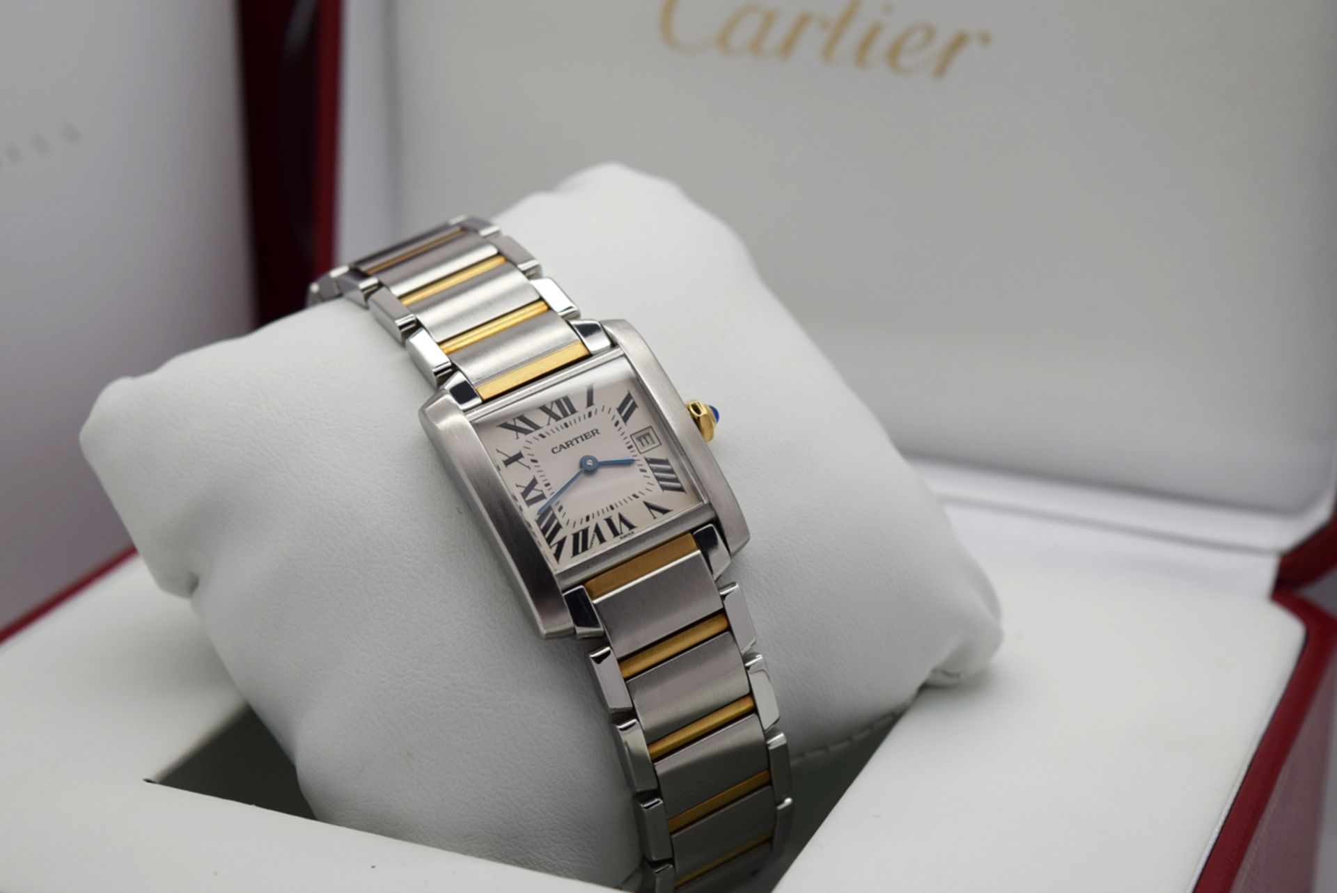 Cartier *18K Gold and Steel* Tank Date - Roman Numeral Dial - Image 7 of 9