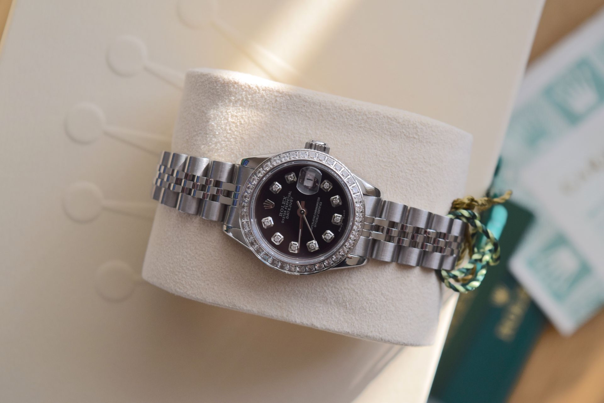 ROLEX S/S DATEJUST (BOX & CERTIFICATE, BLACK DIAMOND DIAL) - Image 17 of 18