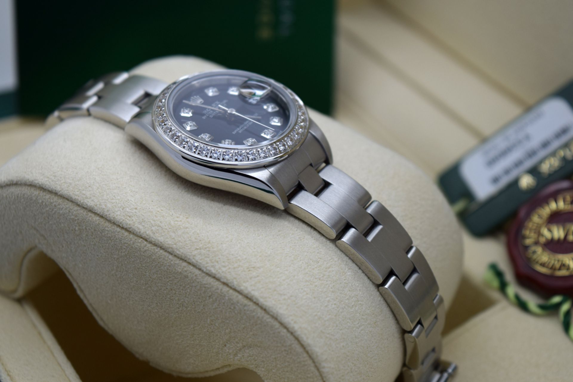 *Stunning* Rolex Ladies Datejust- Diamond Black Dial with Box, Certificate, Booklets etc. - Image 10 of 12