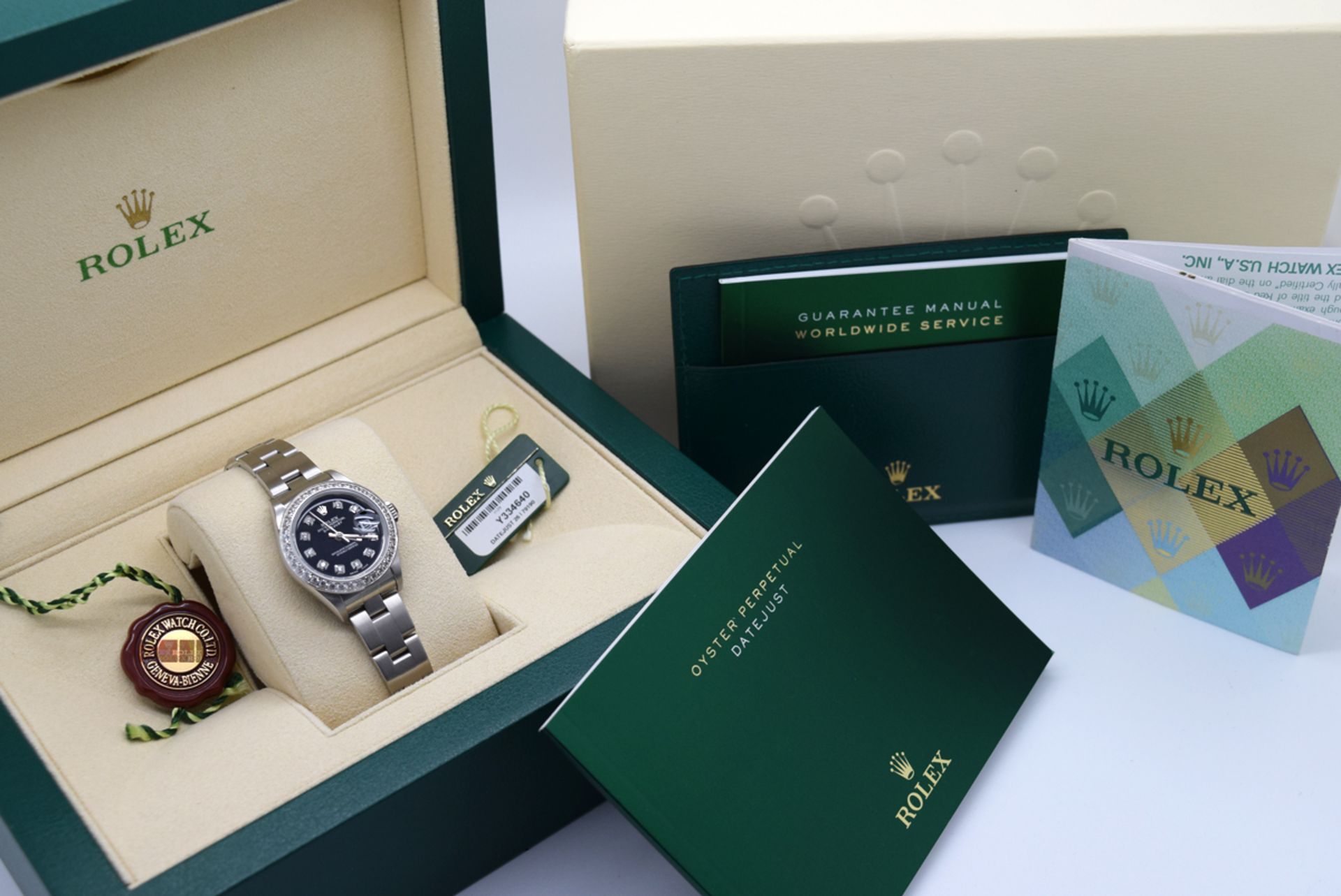 *Stunning* Rolex Ladies Datejust- Diamond Black Dial with Box, Certificate, Booklets etc. - Image 7 of 12