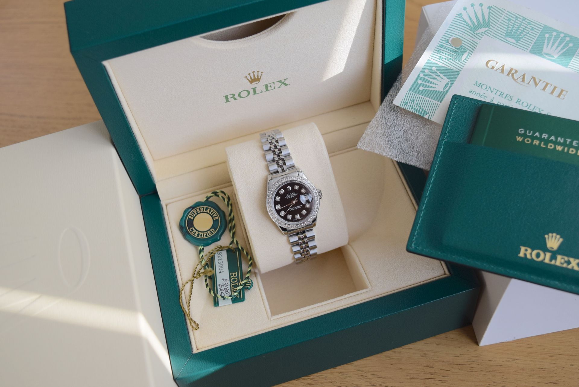 ROLEX S/S DATEJUST (BOX & CERTIFICATE, BLACK DIAMOND DIAL) - Image 5 of 18