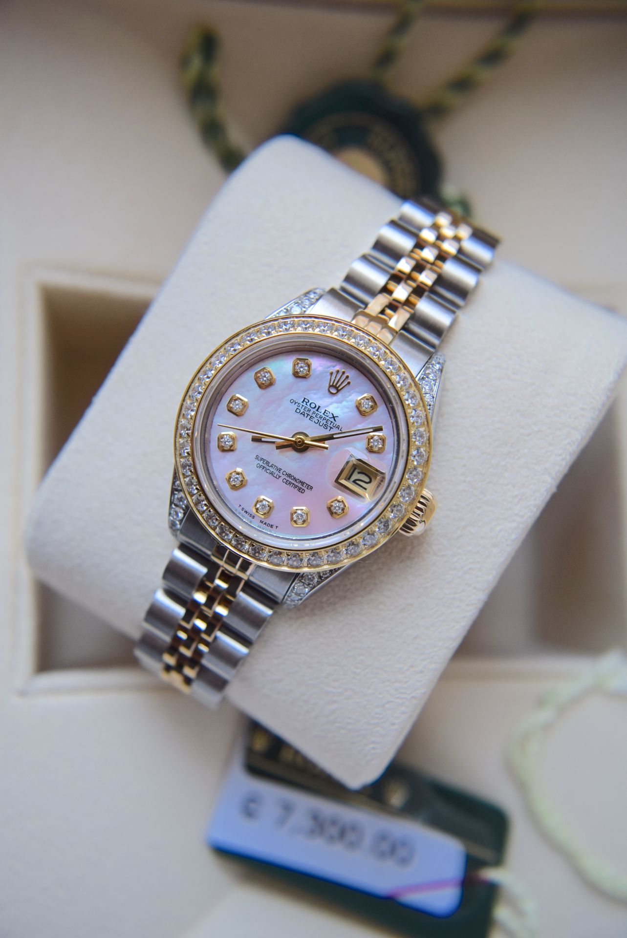 *Gorgeous* 18ct Gold/ Steel Rolex 'Lady DateJust' - Pink Pearl & Diamonds