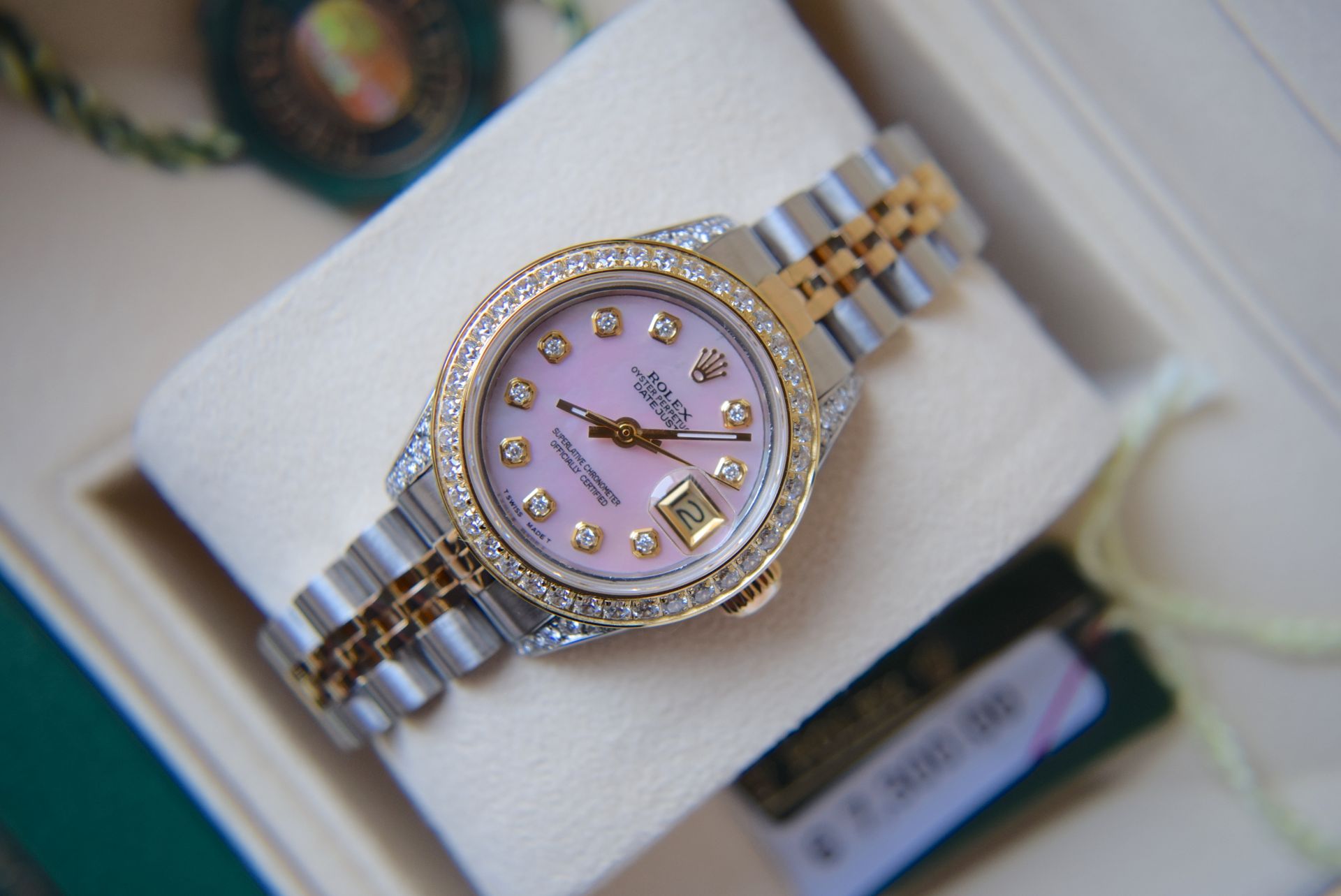 *Gorgeous* 18ct Gold/ Steel Rolex 'Lady DateJust' - Pink Pearl & Diamonds - Image 3 of 14