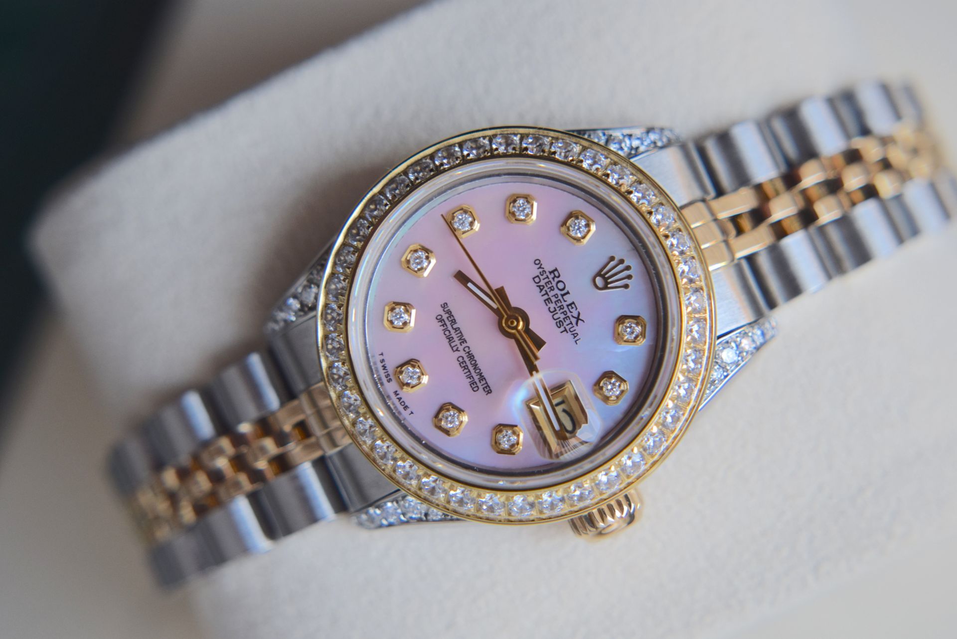 *Gorgeous* 18ct Gold/ Steel Rolex 'Lady DateJust' - Pink Pearl & Diamonds - Image 14 of 14