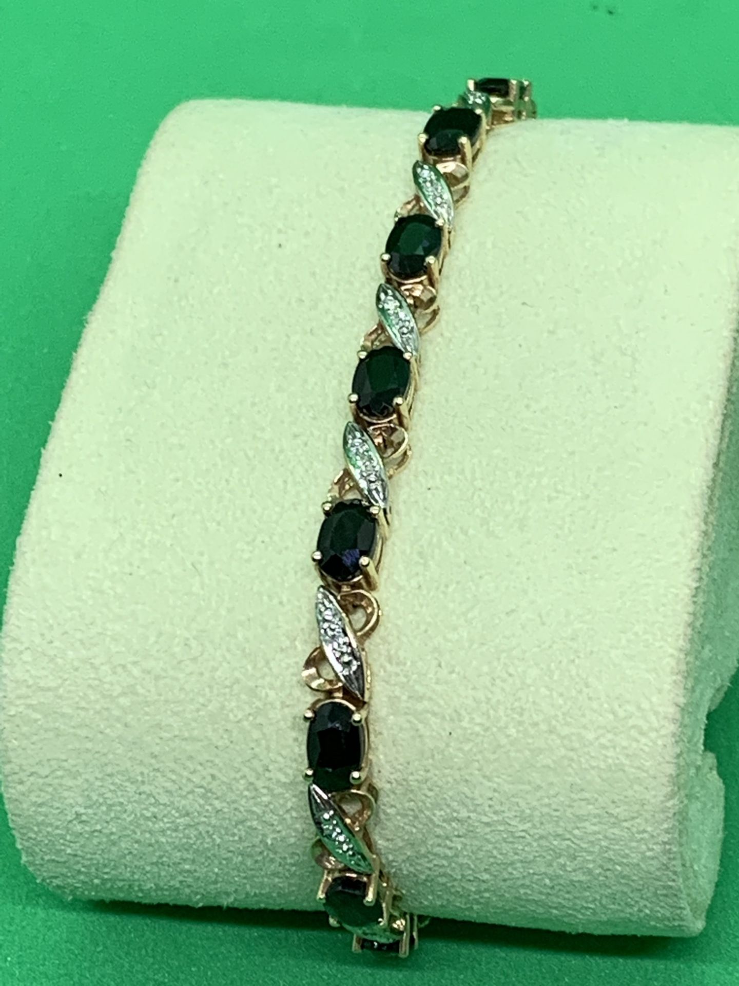 9ct GOLD SAPPHIRE & DIAMOND BRACELET