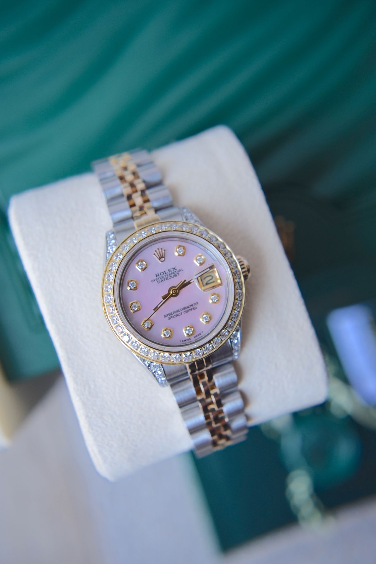 *Gorgeous* 18ct Gold/ Steel Rolex 'Lady DateJust' - Pink Pearl & Diamonds - Image 11 of 14