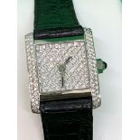 18ct White Gold Diamond Set Cartier Style Watch