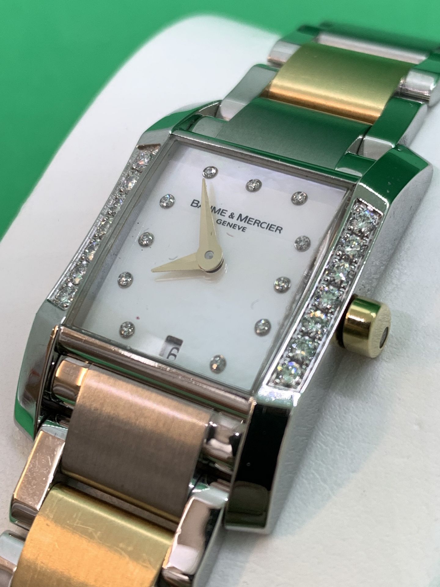 BAUME & MERCIER STEEL & GOLD DIAMOND SET WATCH - Image 6 of 9