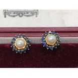 18k PEARL & SAPPHIRE EARRINGS